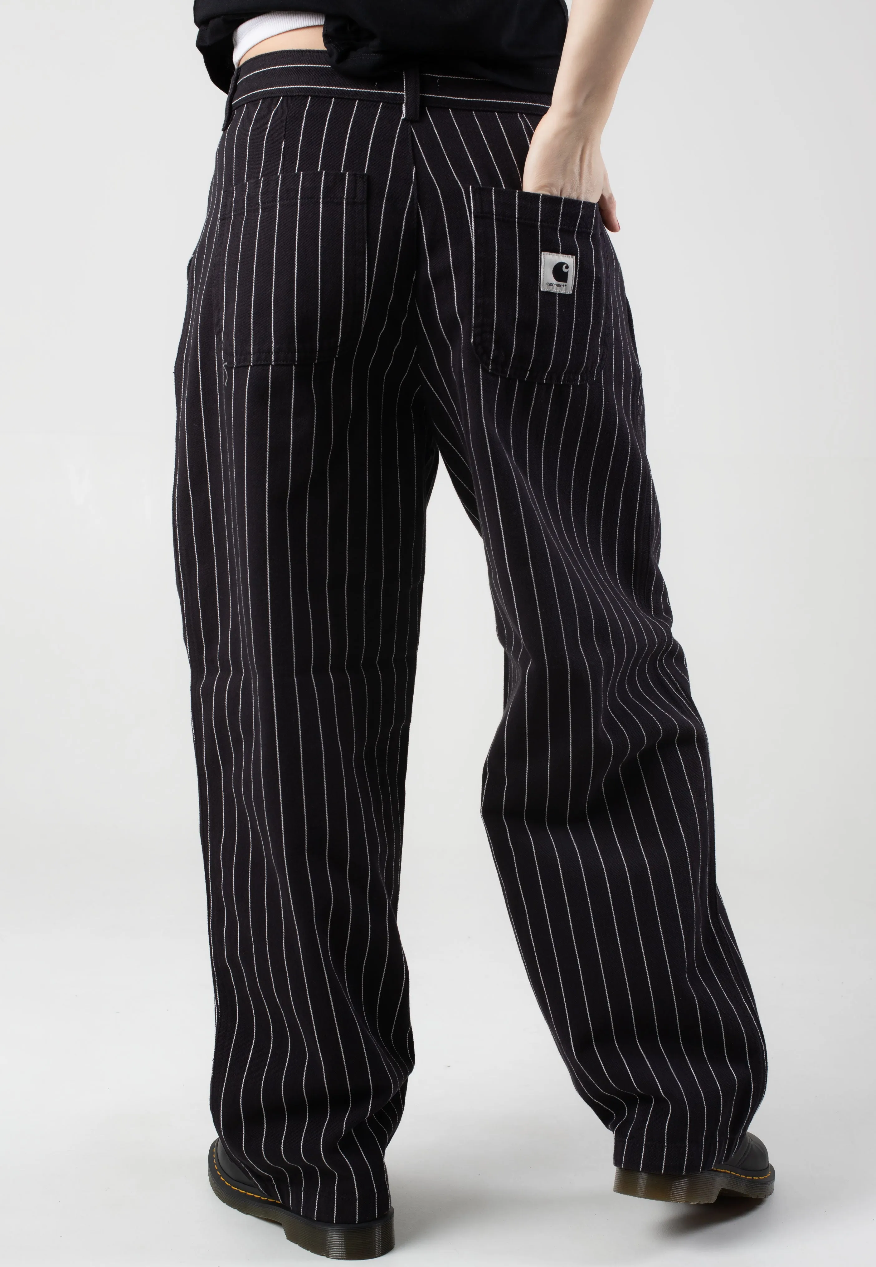 Carhartt WIP - W' Hendry Rinsed Seaton Stripe/Black/Wax - Pants Soft Texture