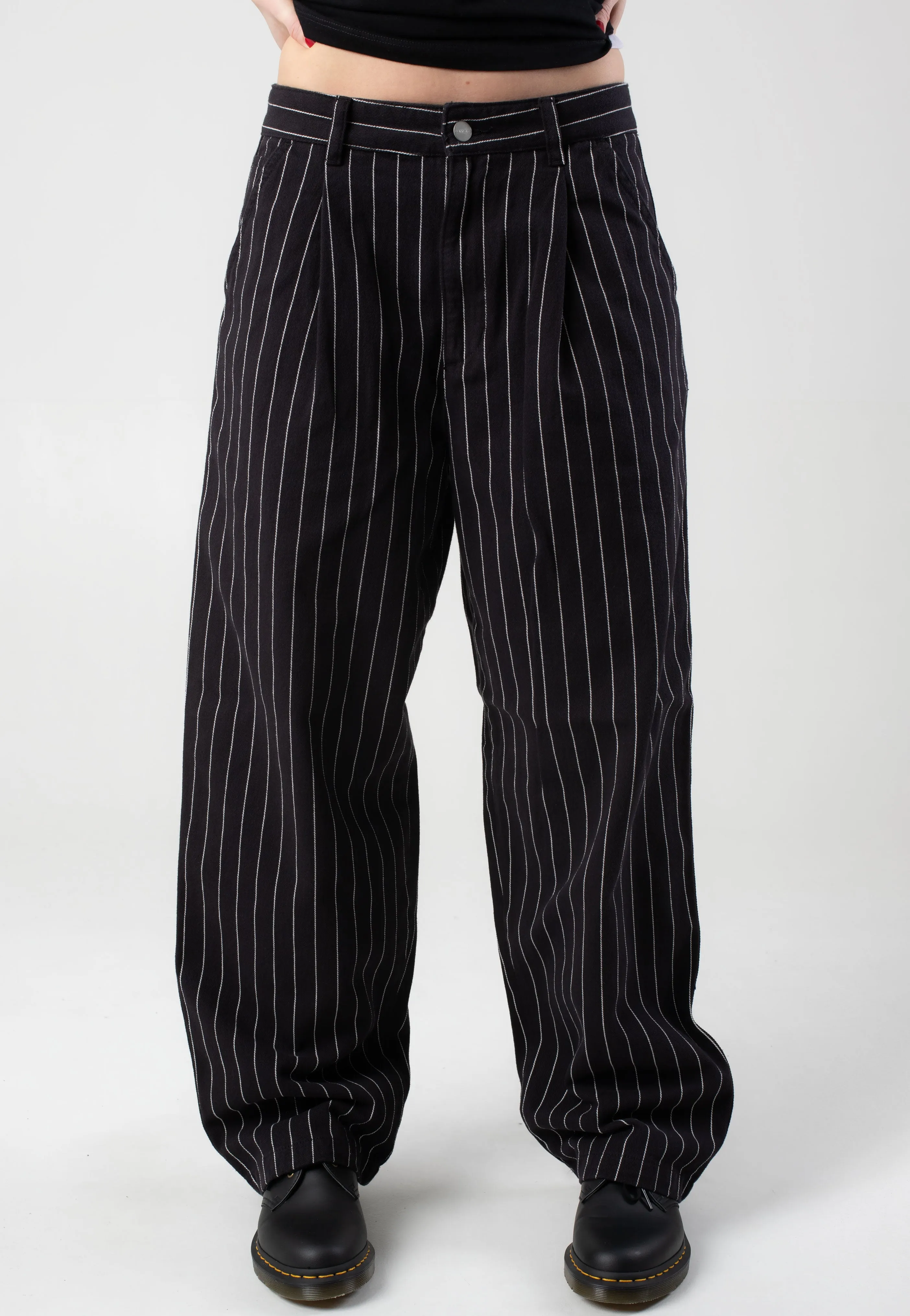 Carhartt WIP - W' Hendry Rinsed Seaton Stripe/Black/Wax - Pants Soft Texture