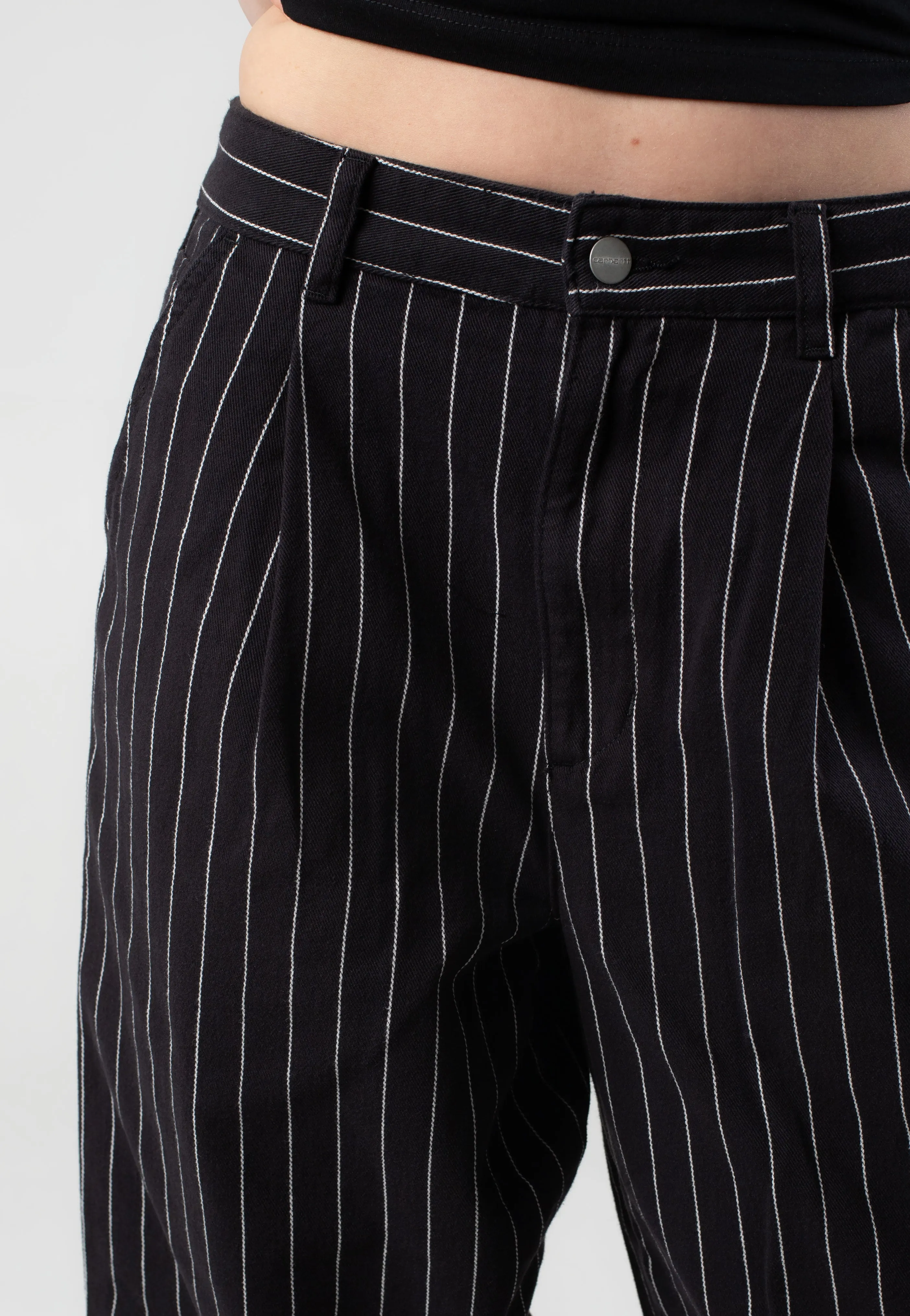 Carhartt WIP - W' Hendry Rinsed Seaton Stripe/Black/Wax - Pants Soft Texture