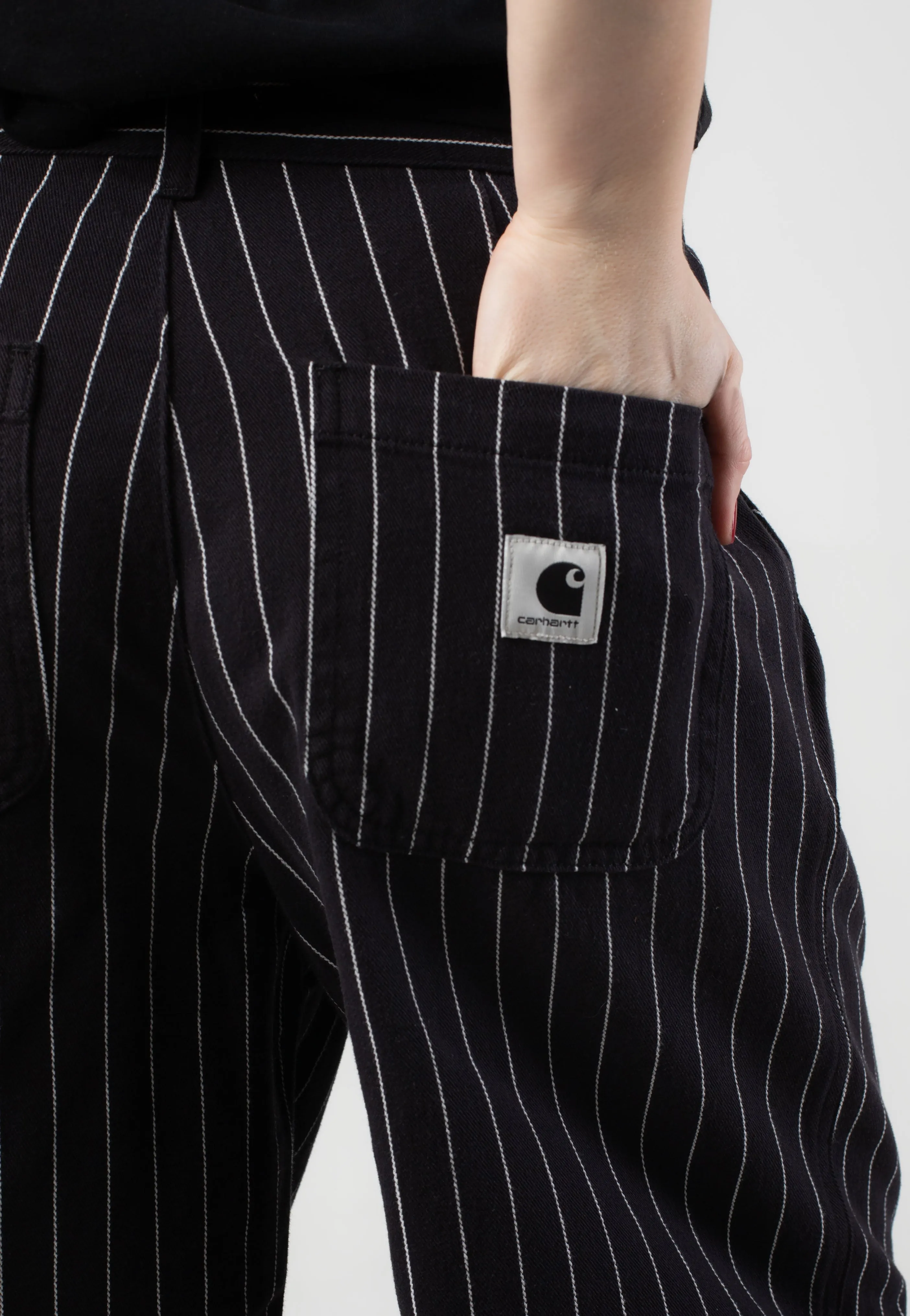 Carhartt WIP - W' Hendry Rinsed Seaton Stripe/Black/Wax - Pants Soft Texture