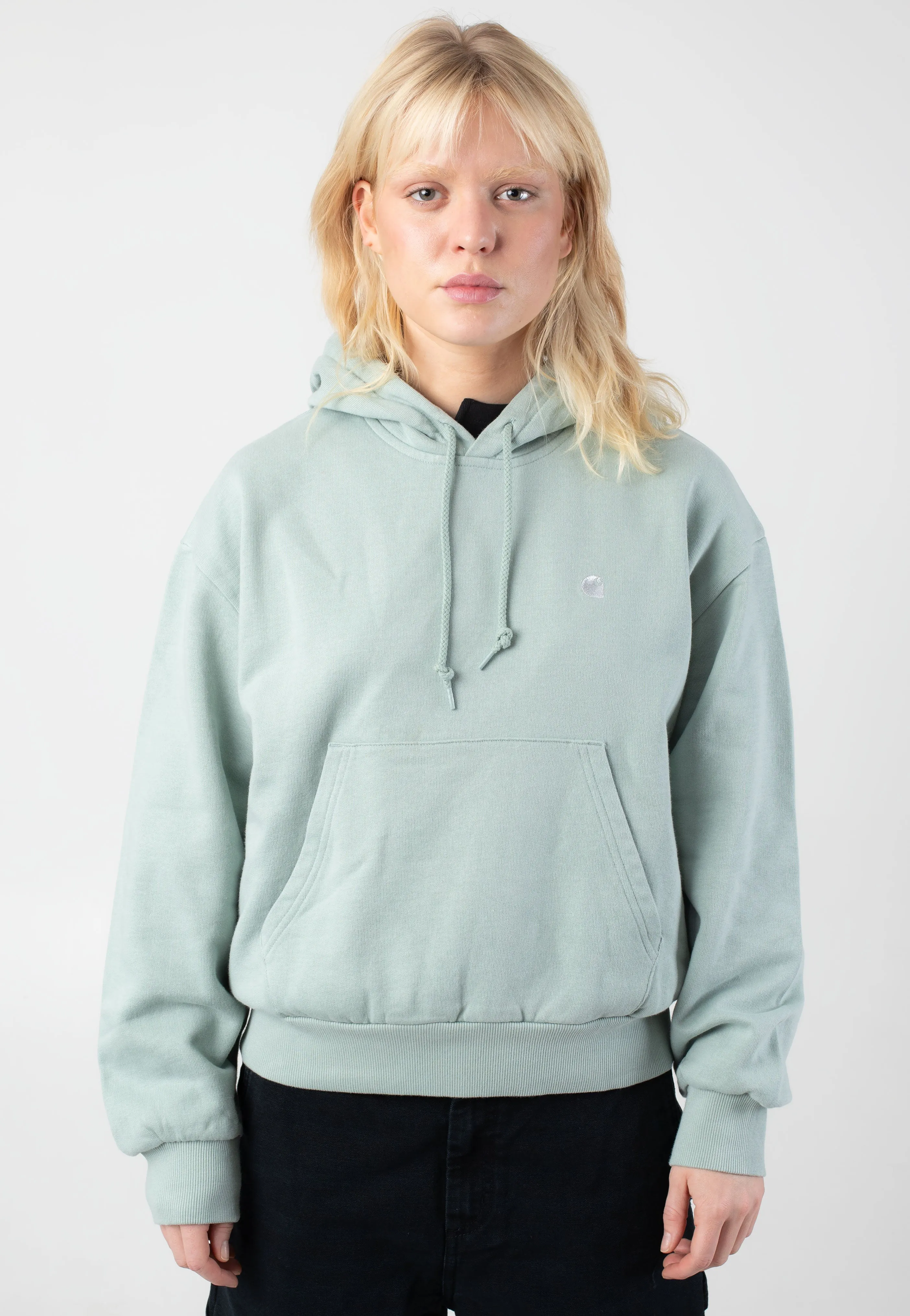 College Outfit Youthful Appeal Carhartt WIP - W' Hooded Casey Frosted Green/Silver - Hoodie