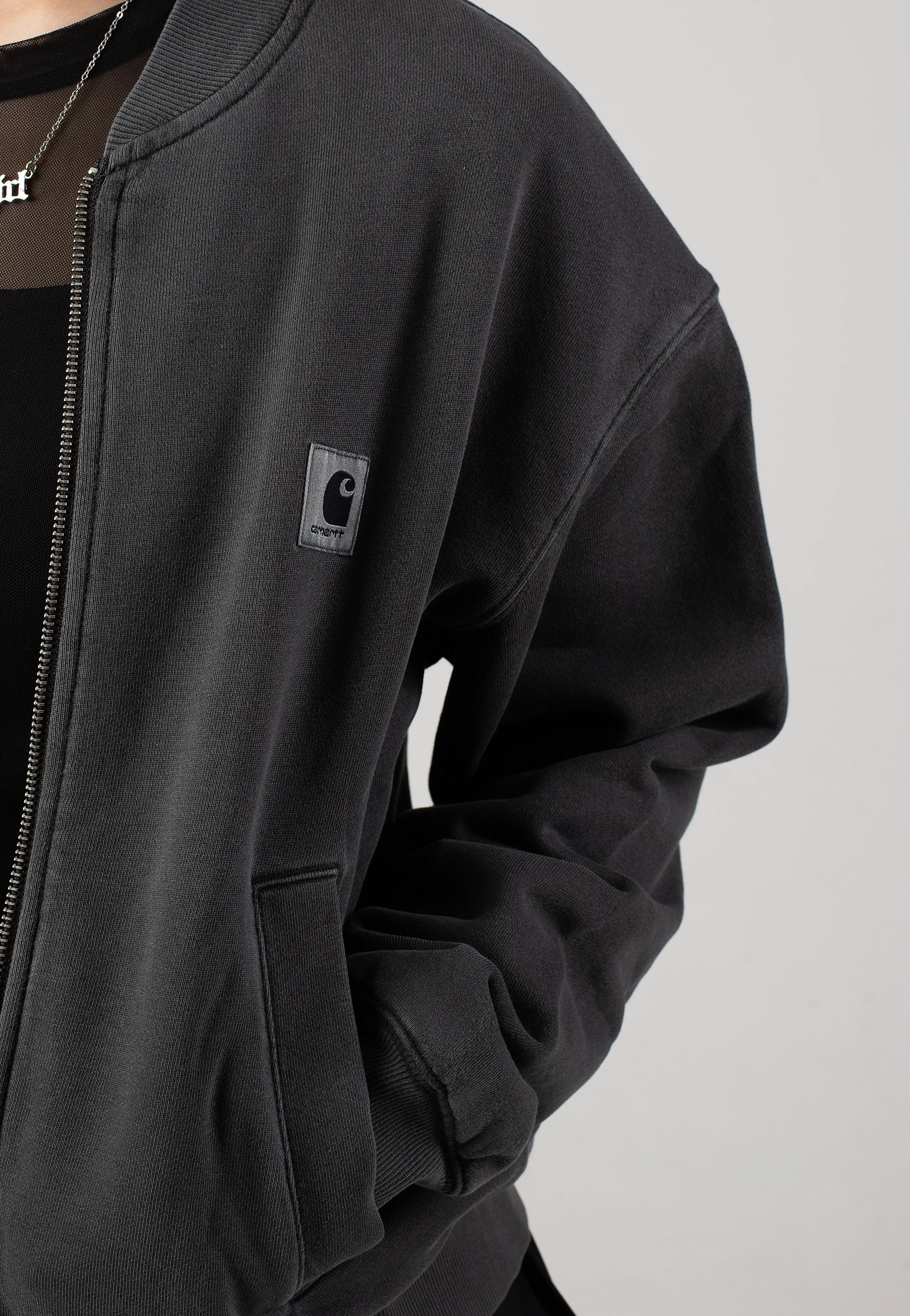 Carhartt WIP - W' Nelson Sweat Garment Dyed Charcoal - Jacket Slim fitting style