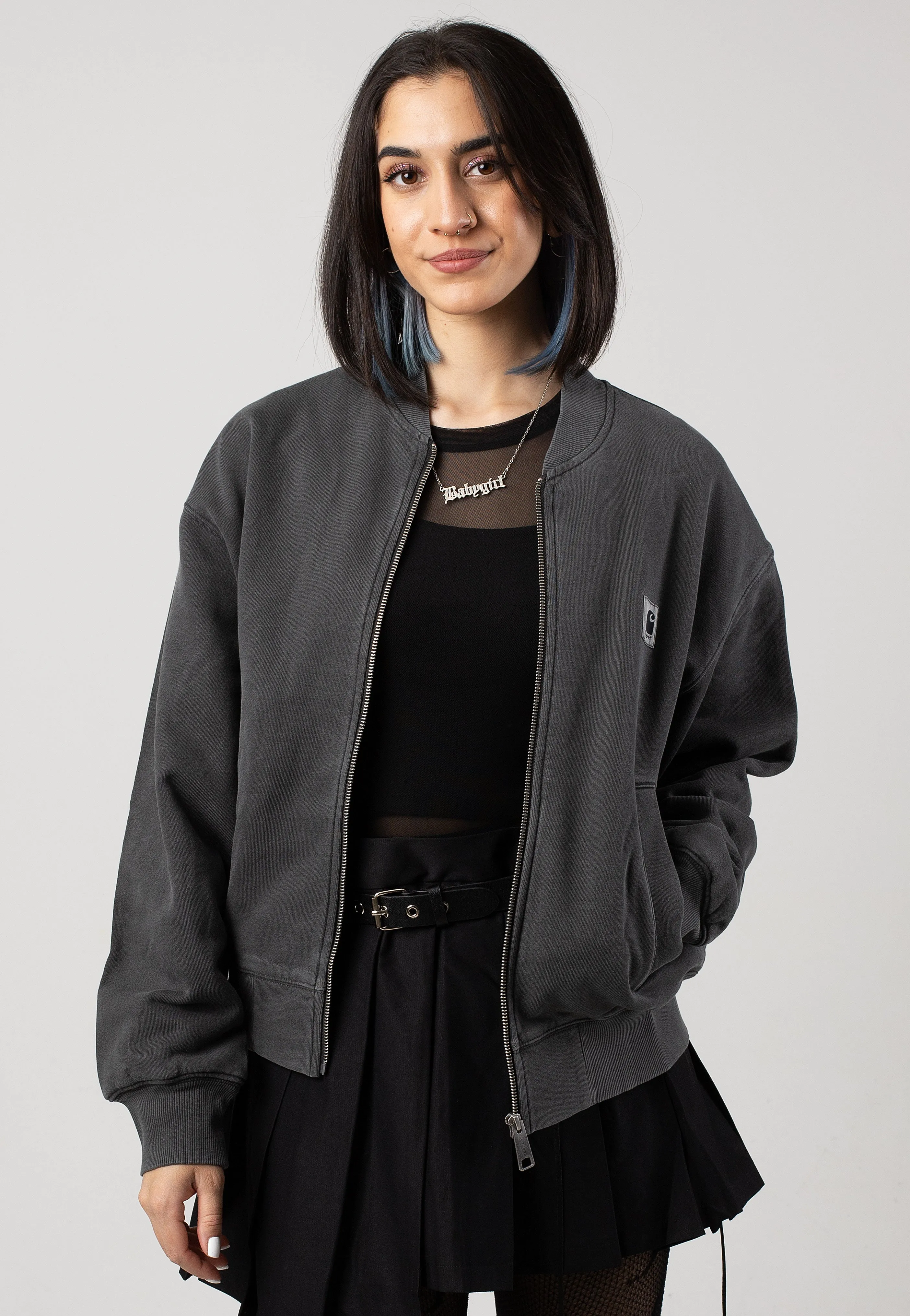 Carhartt WIP - W' Nelson Sweat Garment Dyed Charcoal - Jacket Slim fitting style