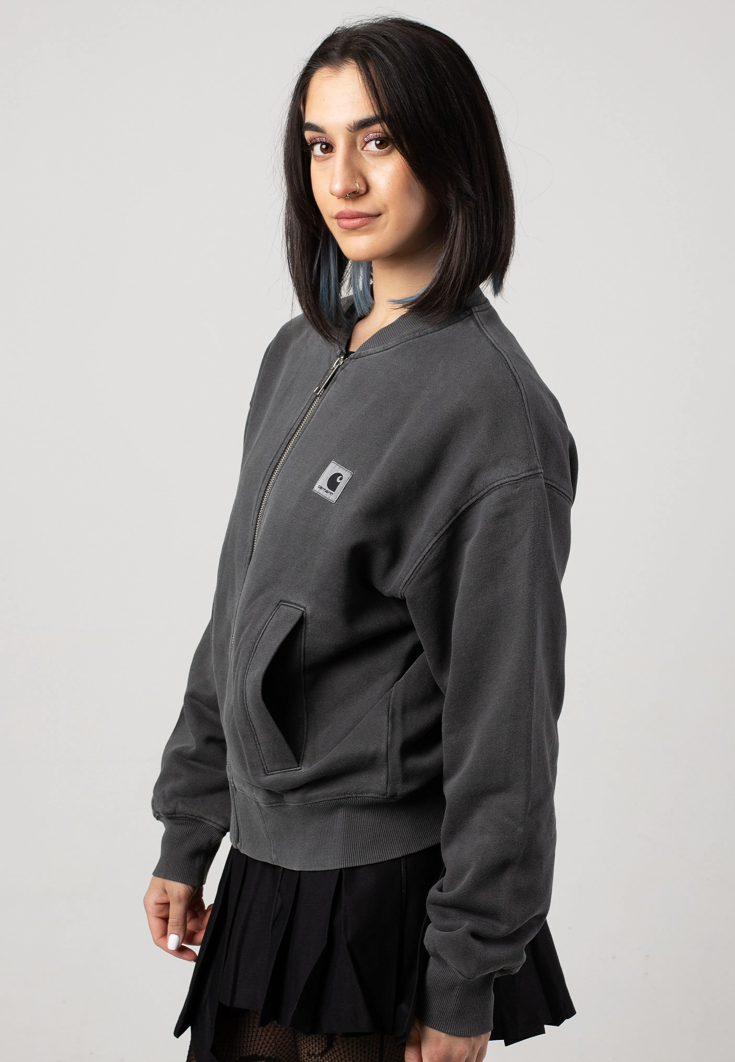 Carhartt WIP - W' Nelson Sweat Garment Dyed Charcoal - Jacket Slim fitting style
