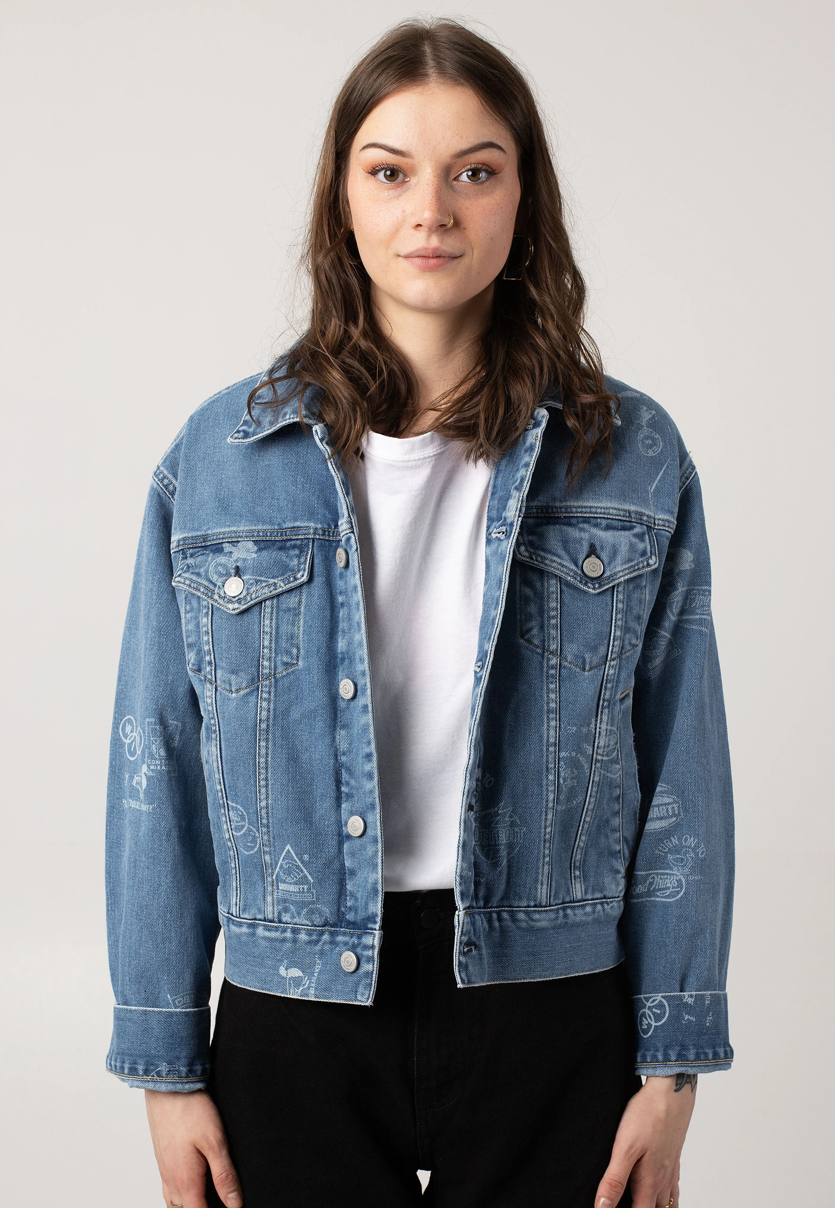 Carhartt WIP - W' Stamp Jeans Jacket Bleached Stamp Print/Blue - Jeans Jacket Comb