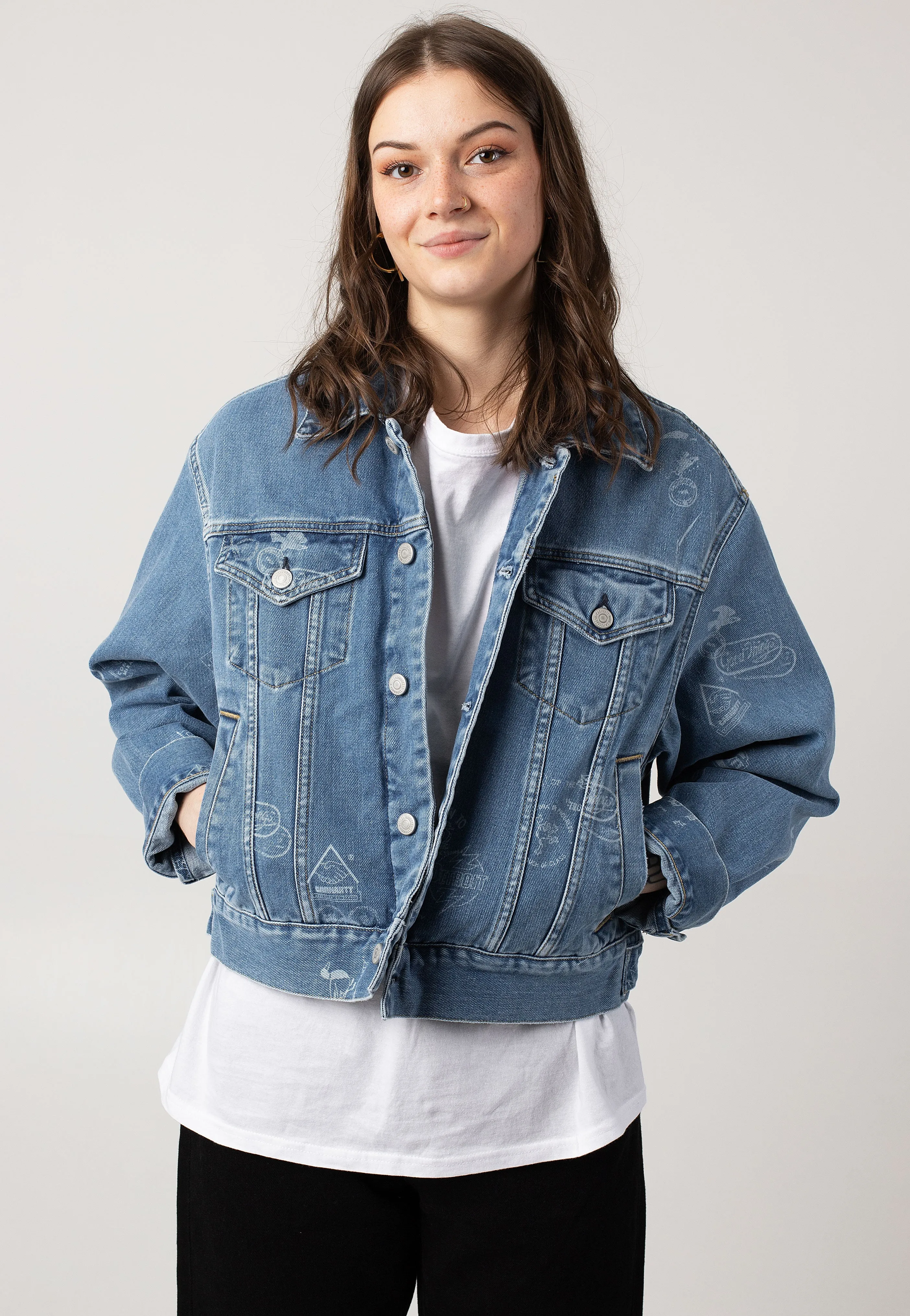Carhartt WIP - W' Stamp Jeans Jacket Bleached Stamp Print/Blue - Jeans Jacket Comb