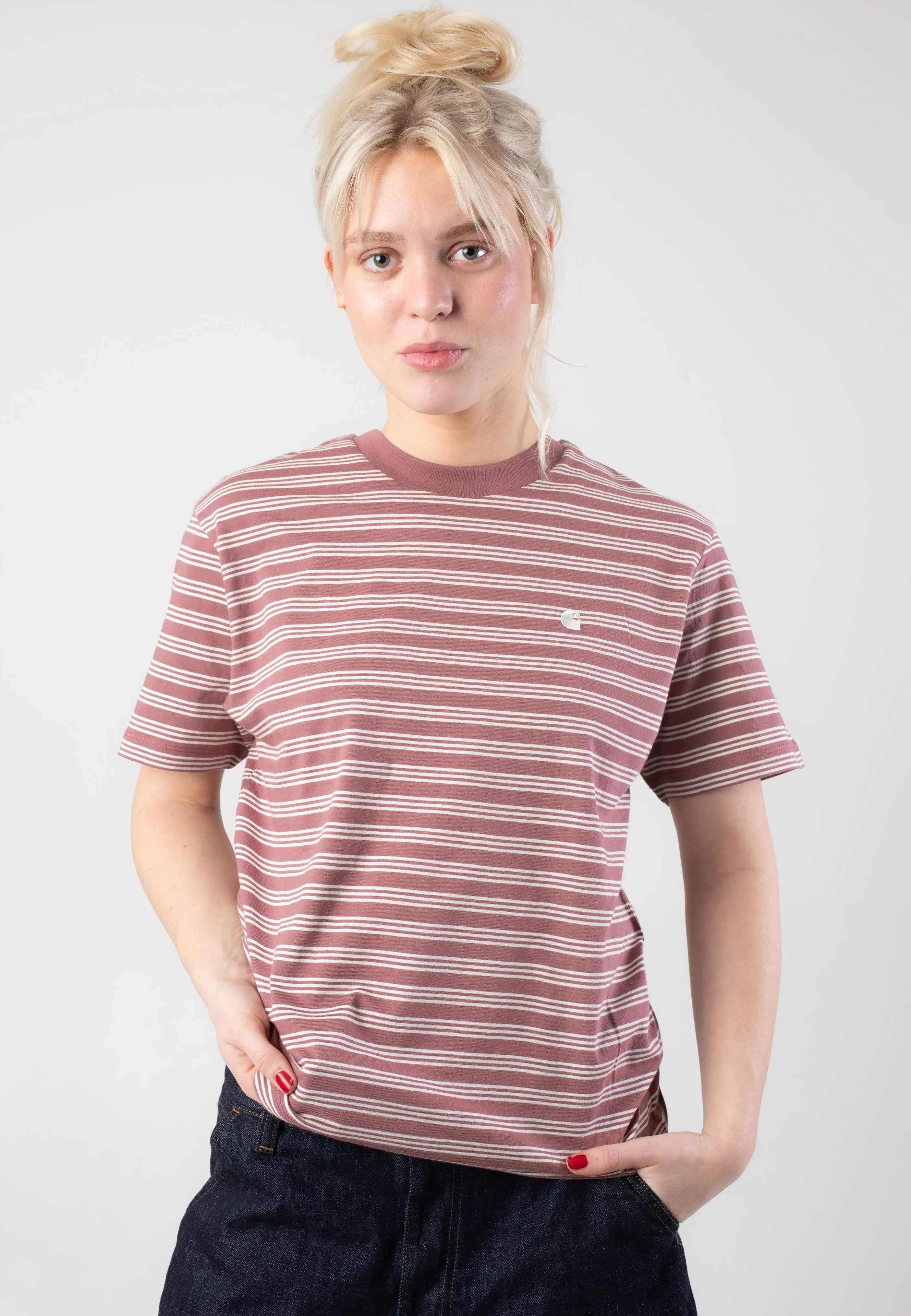 Carhartt WIP - W' Sydney Sydney Stripe/Dusky Pink - T-Shirt hypoallergenic