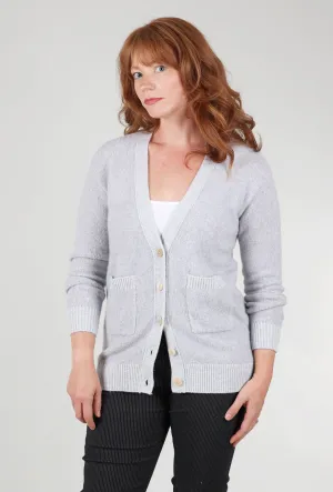 Under Jacket Cashmere Boucle Boyfriend Cardie, Argento Gray