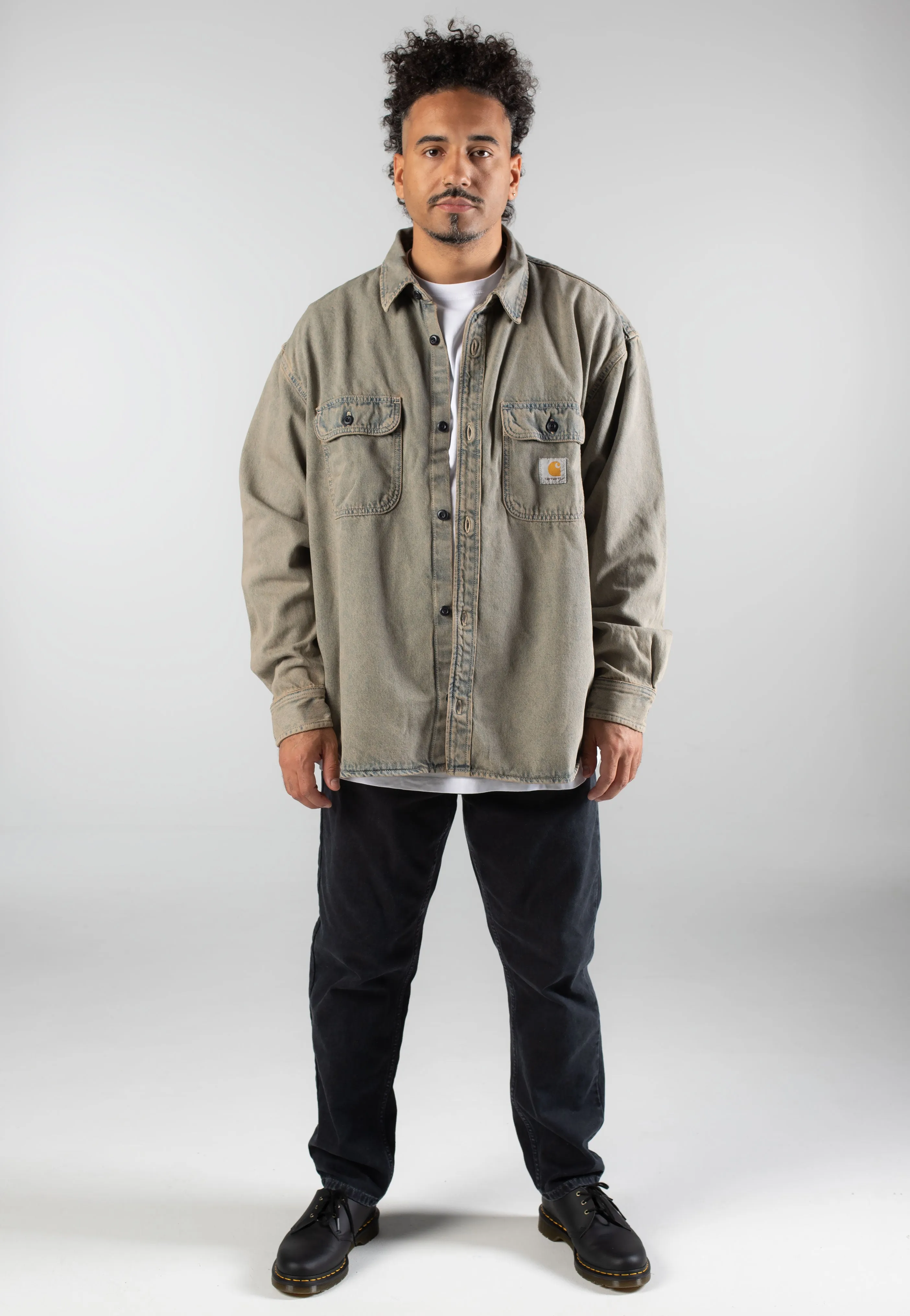 Casual Jacket Carhartt WIP - Tigan Shirt Denim Blue/Leather - Jacket
