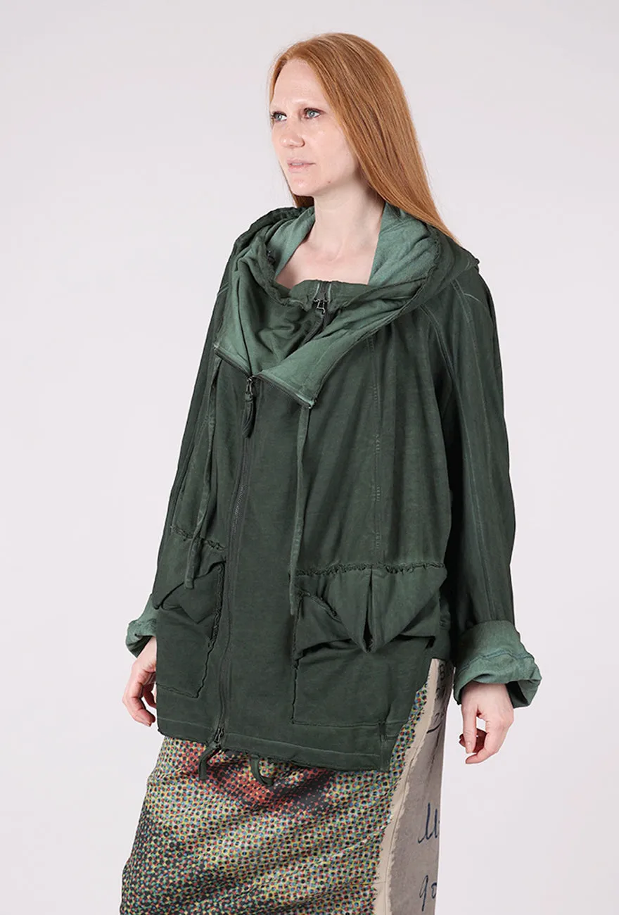 Casual Layering Hand-Dyed French Terry Zip Jacket, Pine Cloud