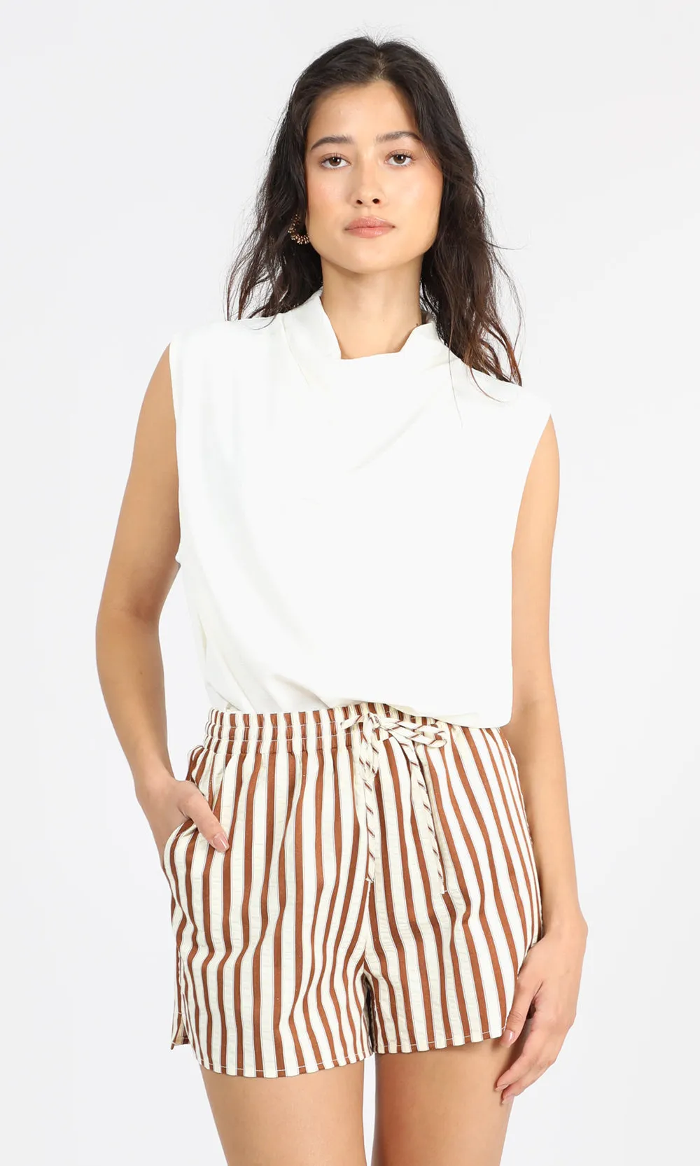 Casual Look Graham Stripe Pull Up Shorts