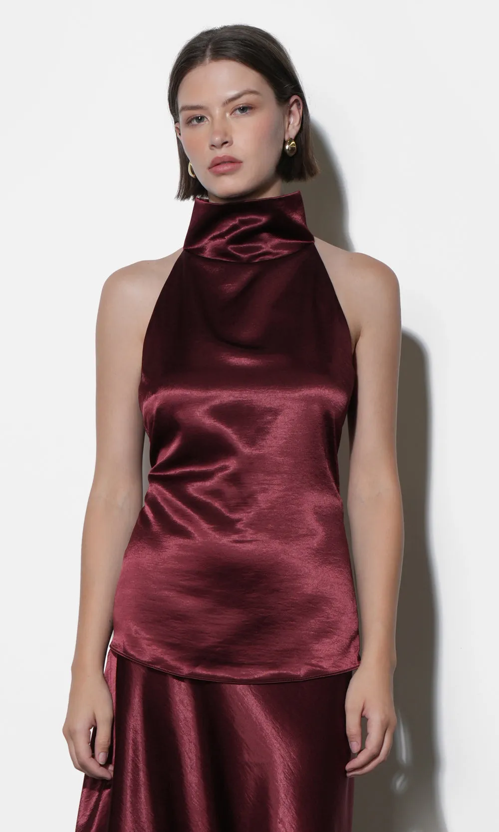 Casual Spring Addison Cowl Funnel Neck Halter Top