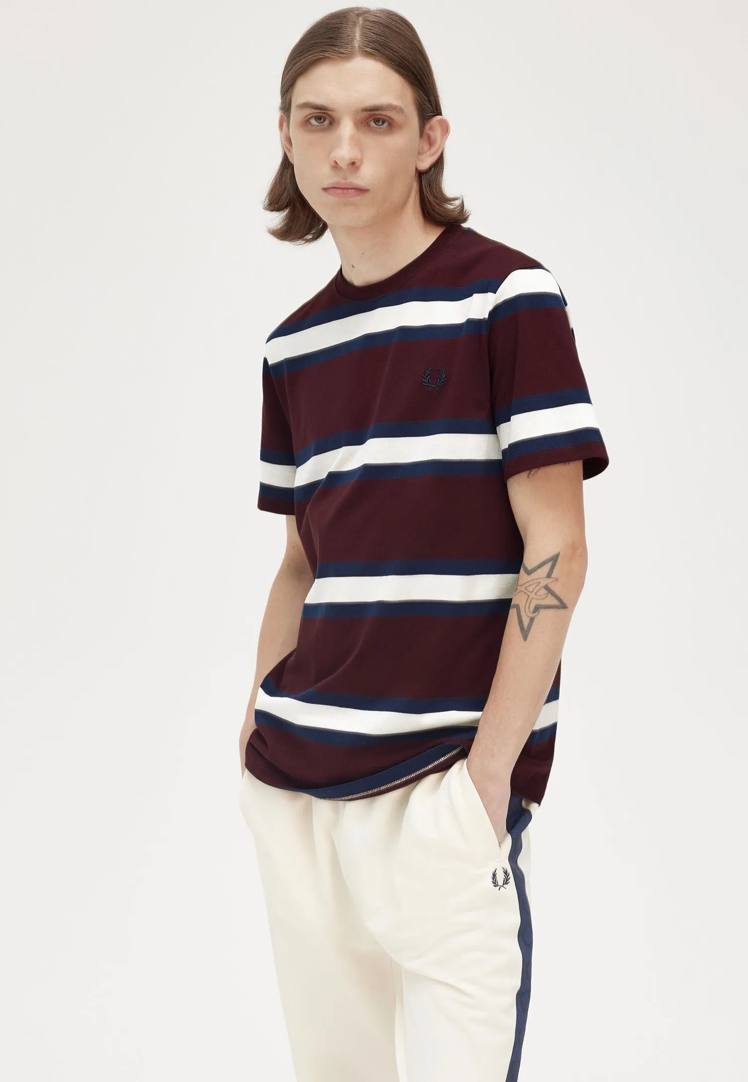 Cozy Comfort Solid Color Fred Perry - Bold Stripe Oxblood - T-Shirt