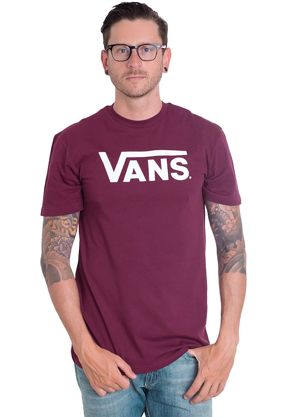 Casual Street Vans - Vans Classic Burgundy/White - T-Shirt