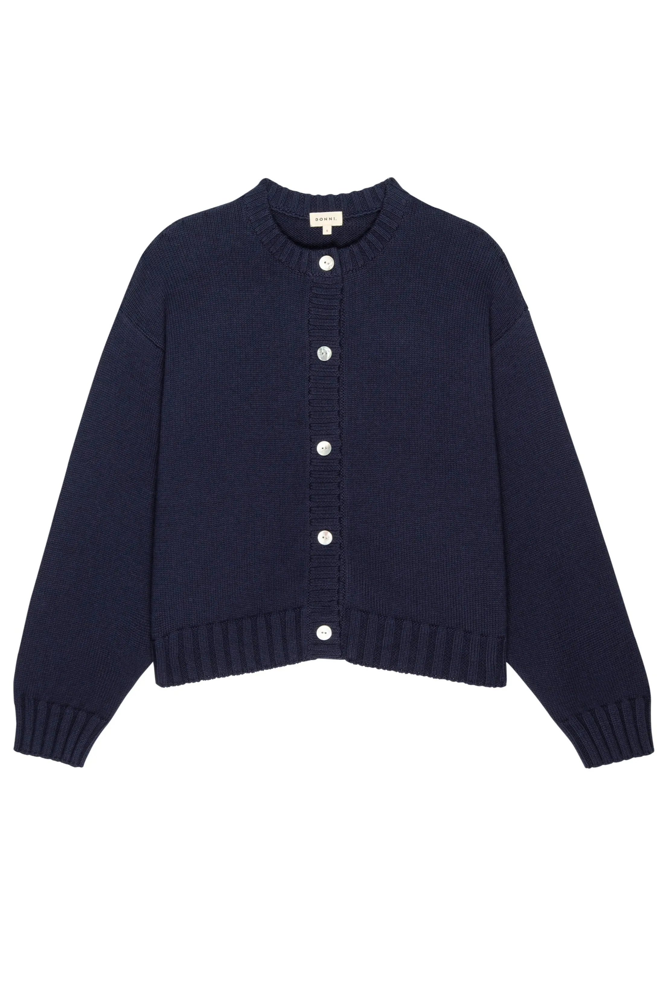 Casual Texture Navy Cotton Cardigan