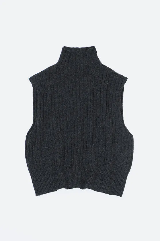 Charcoal Silk Wool Vest Modern Trend