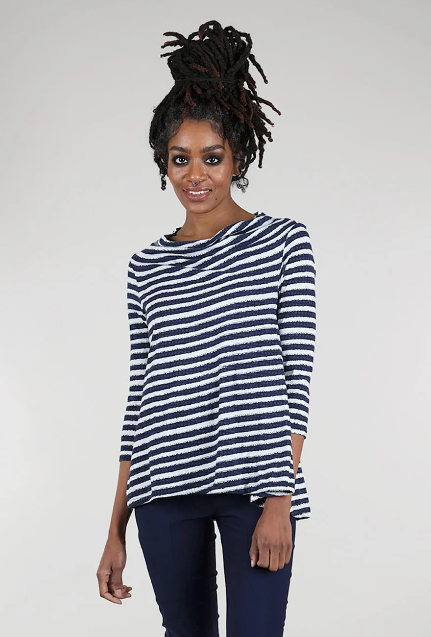 Fashionable Casual Fashion Luxe Jersey Stripe 3/4 Tee, Navy