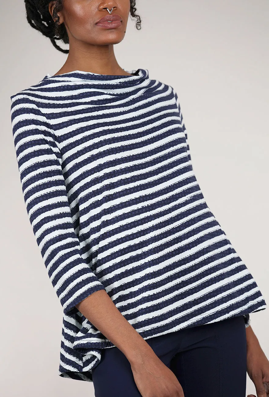Charming appeal Luxe Jersey Stripe 3/4 Tee, Navy