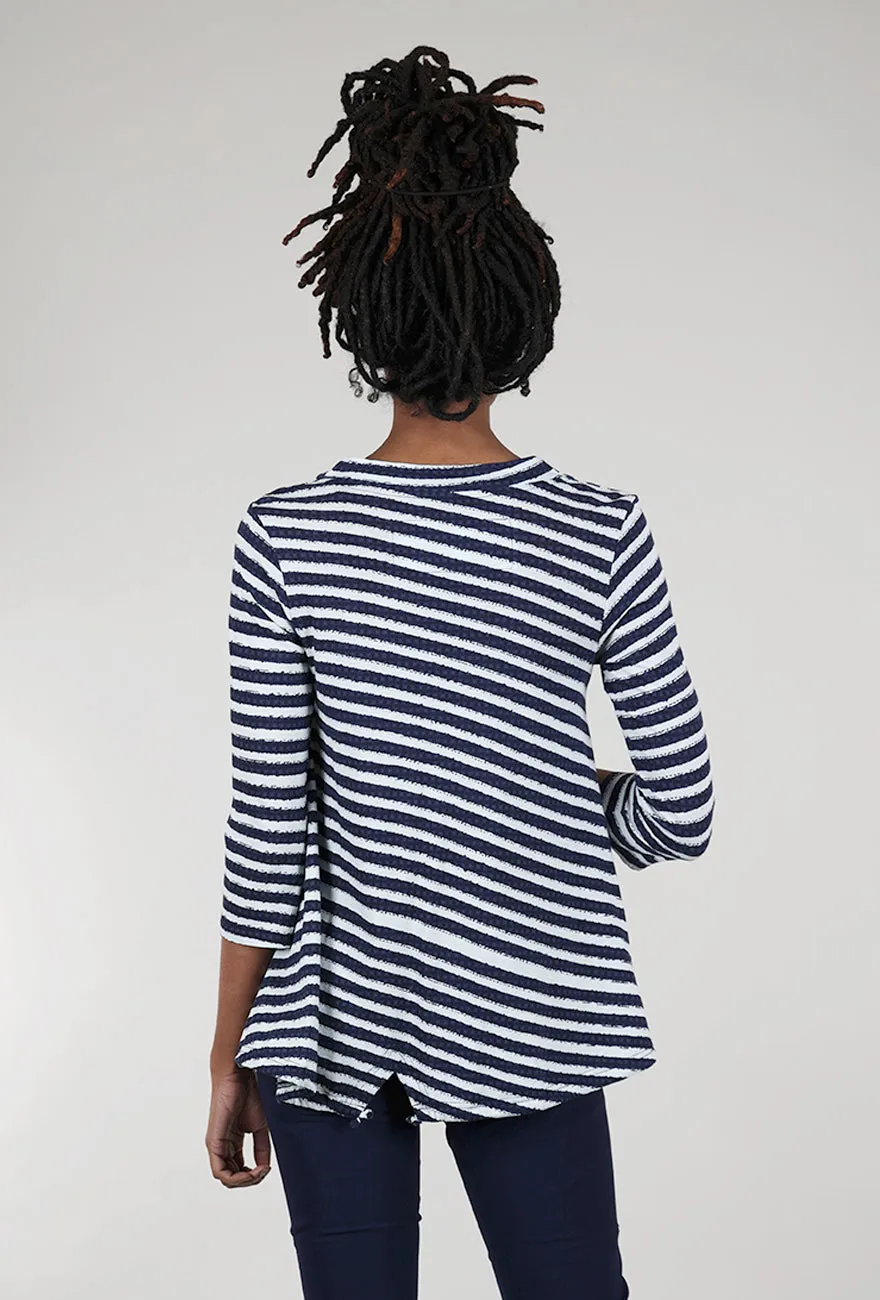 Charming appeal Luxe Jersey Stripe 3/4 Tee, Navy