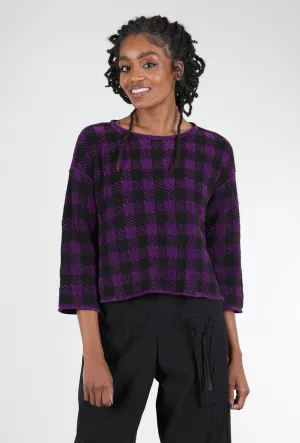 Chenille Check Sweater, Amethyst Slim-fit winter knit Classic winter pullover