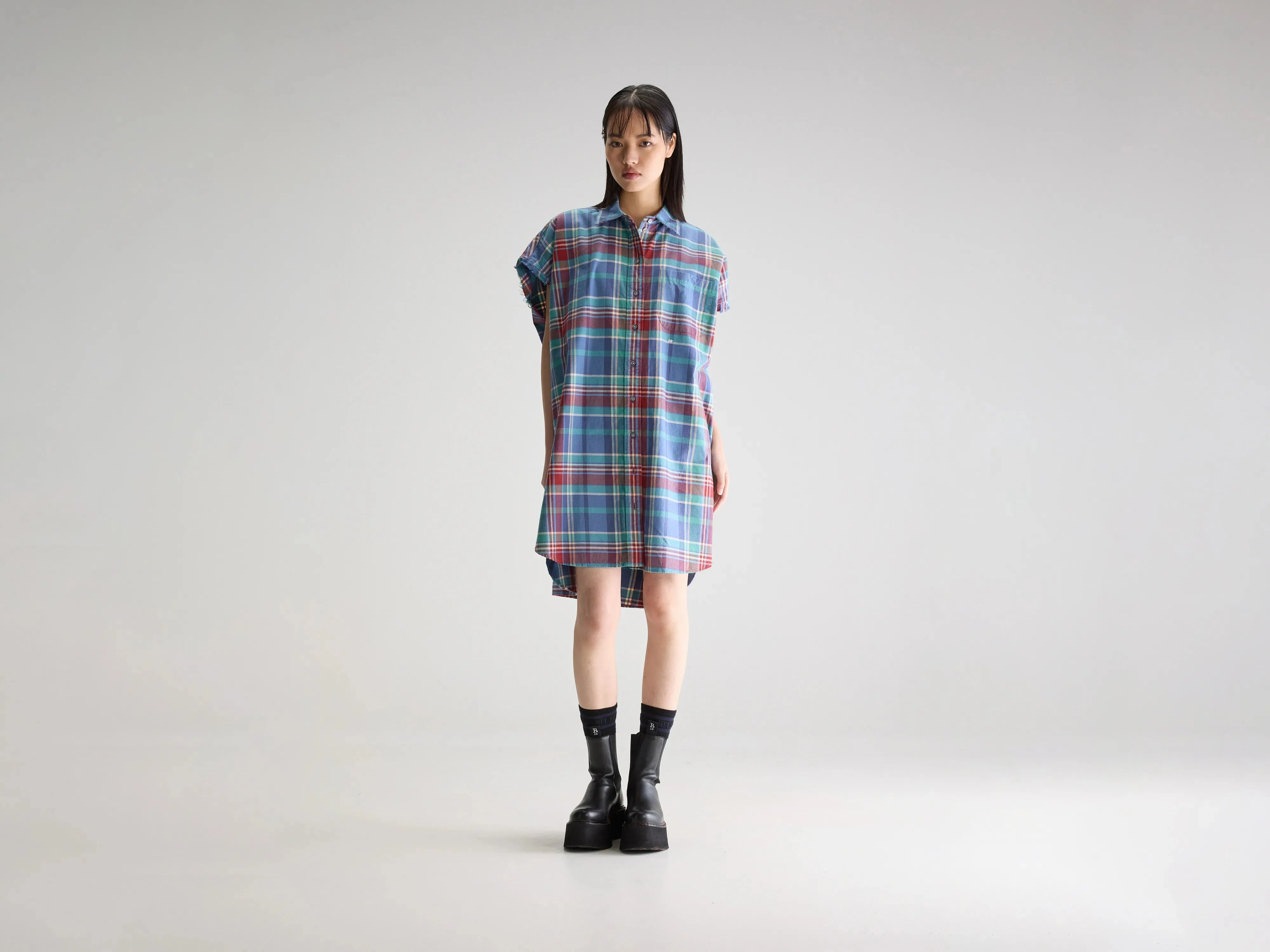 Soft Flow Gianna sleeveless shirt dress (251 / W / CHECK A)