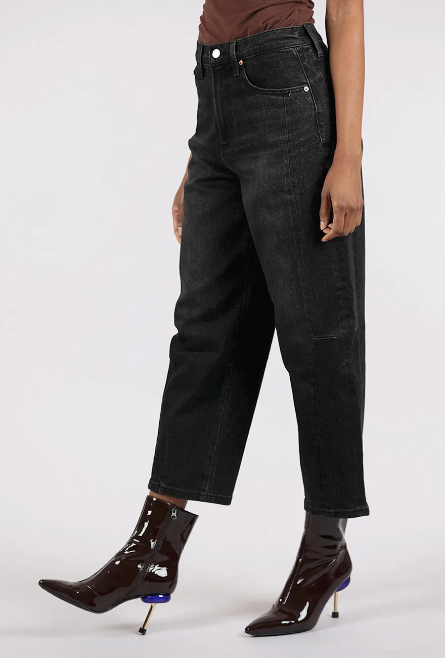 Chic Design Eli High-Rise Arched Leg Denim, Dark Midnight