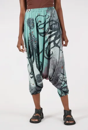 Knit Harem Pant, Aqua/Gray Urban Style