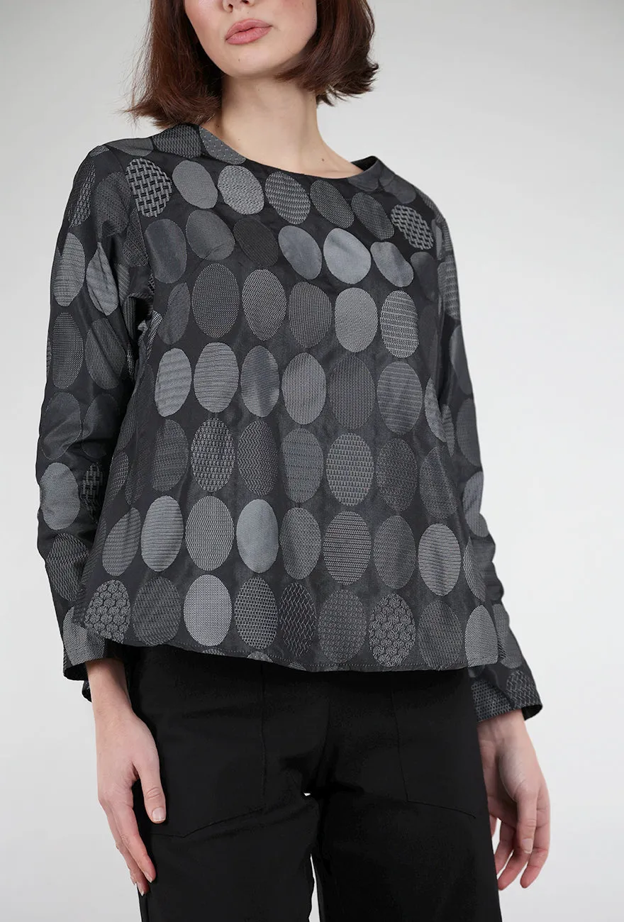Circle Jacquard Bermuda Top, Silver Printed Pattern
