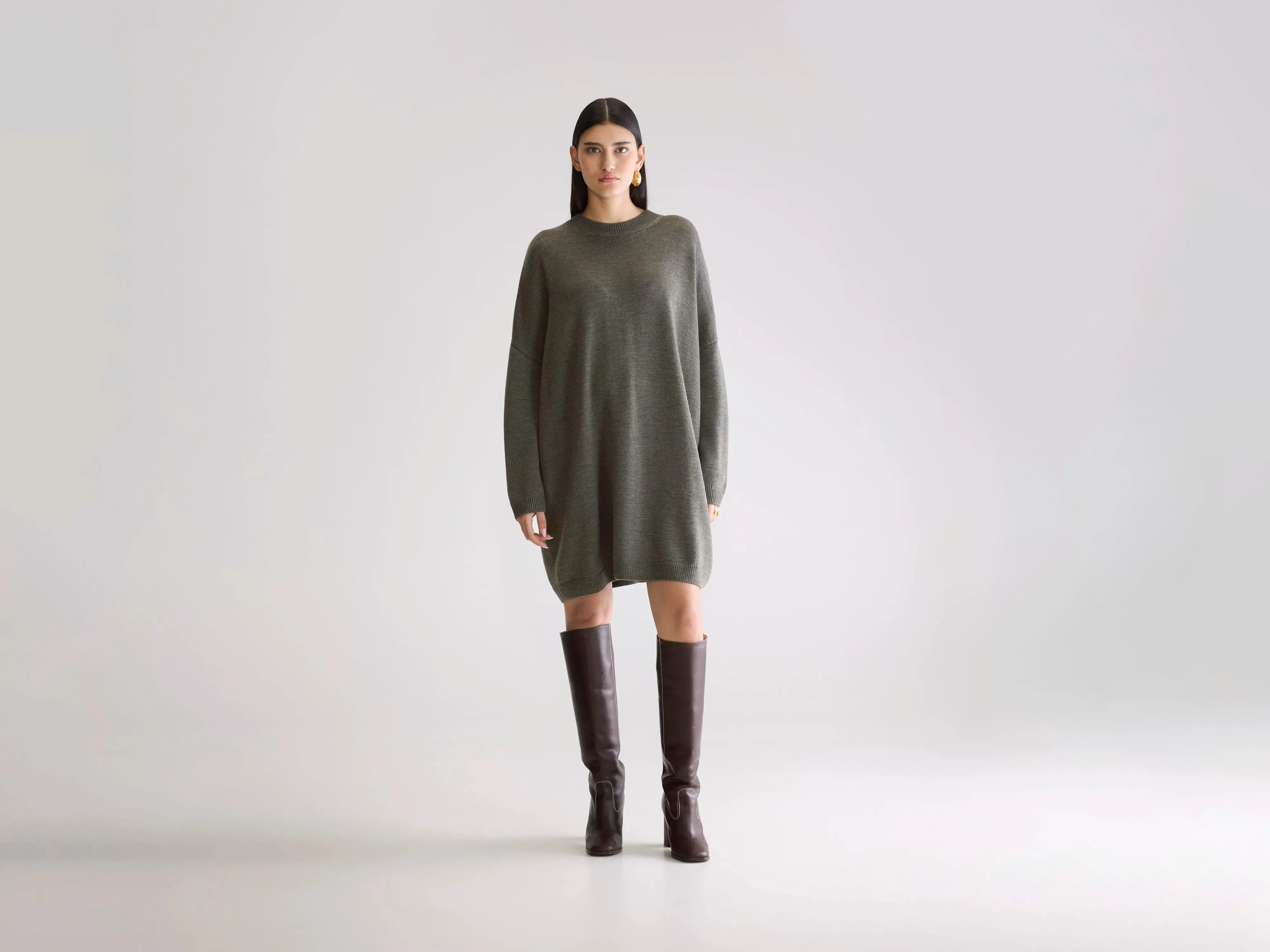 Senisa knit dress (252 / W / FOREST) Bow Soft Date night