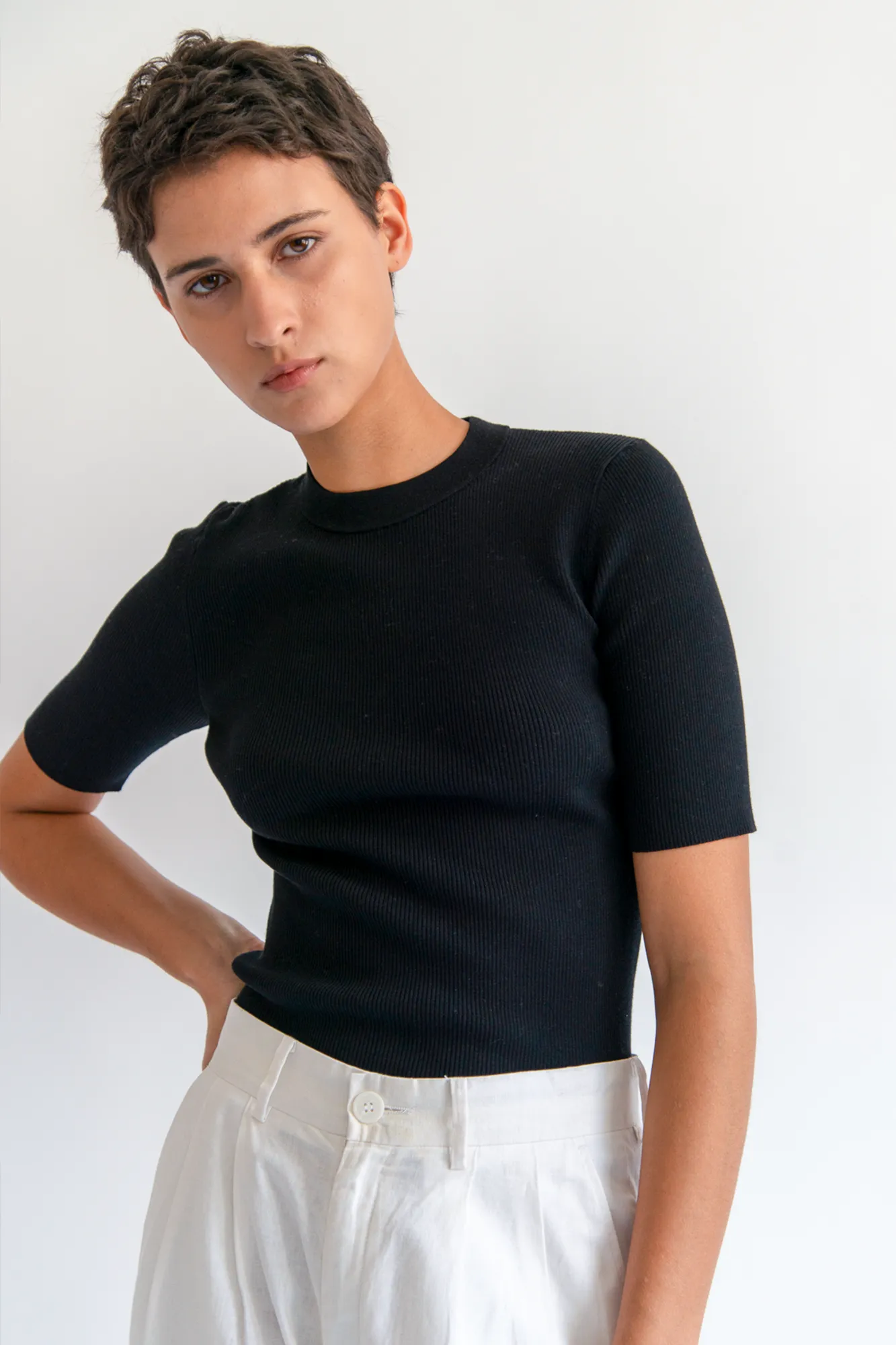 Clara Black Cotton Top City Cool