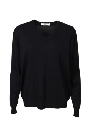 Classic Black V Neck Sweater Travel Outfit Casual Draping