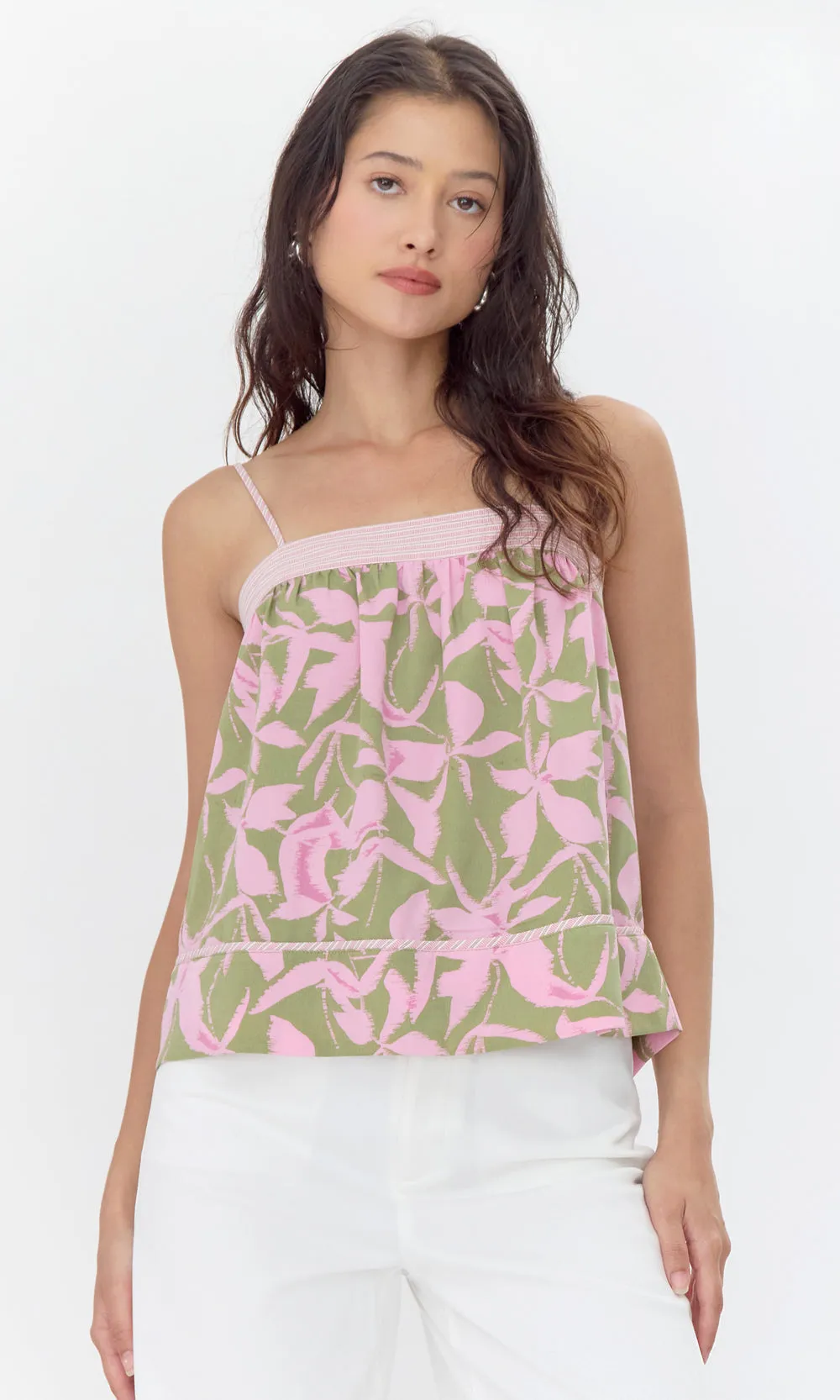 Classic Designs Naeli Print Sleeveless Top with Contrast Detail