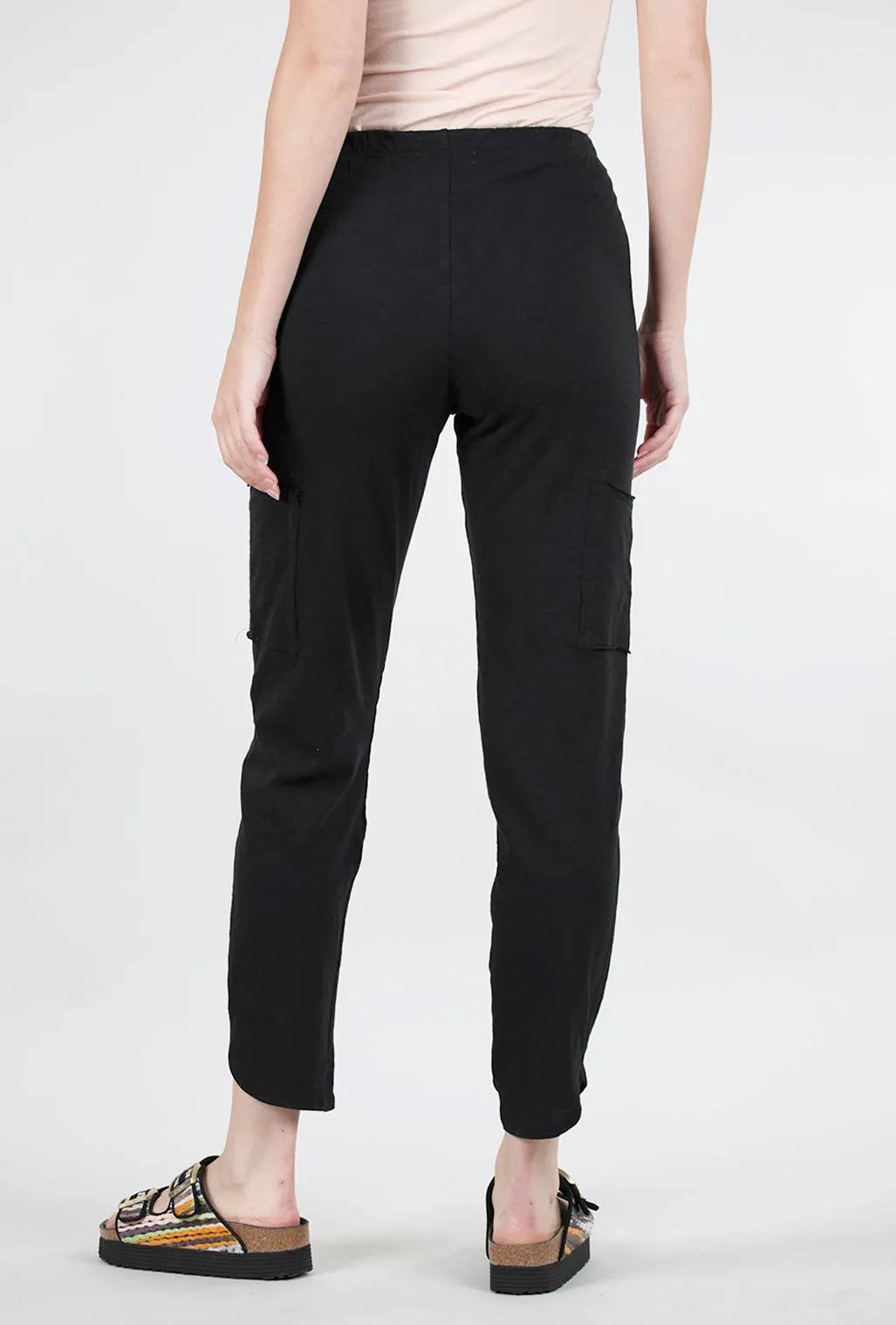 Classic Look Cotton Slub Pocket Ankle Pant, Black