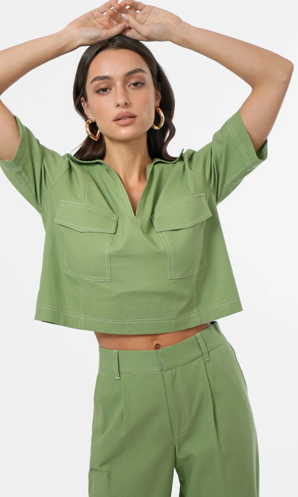 Classic Spring Cecilia Boxy Cropped Utility Shirt