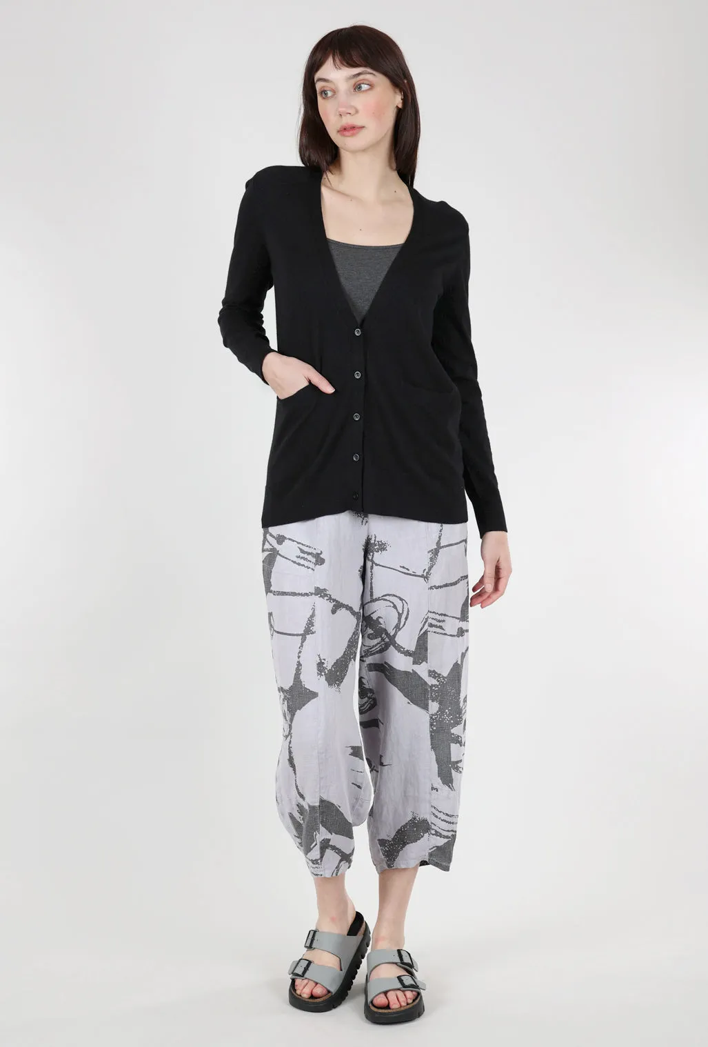 Classic Vee Cardie, Black Quiet Texture