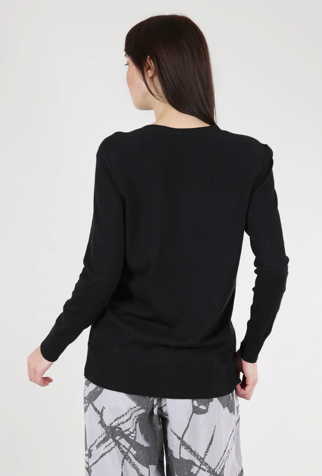 Classic Vee Cardie, Black Quiet Texture