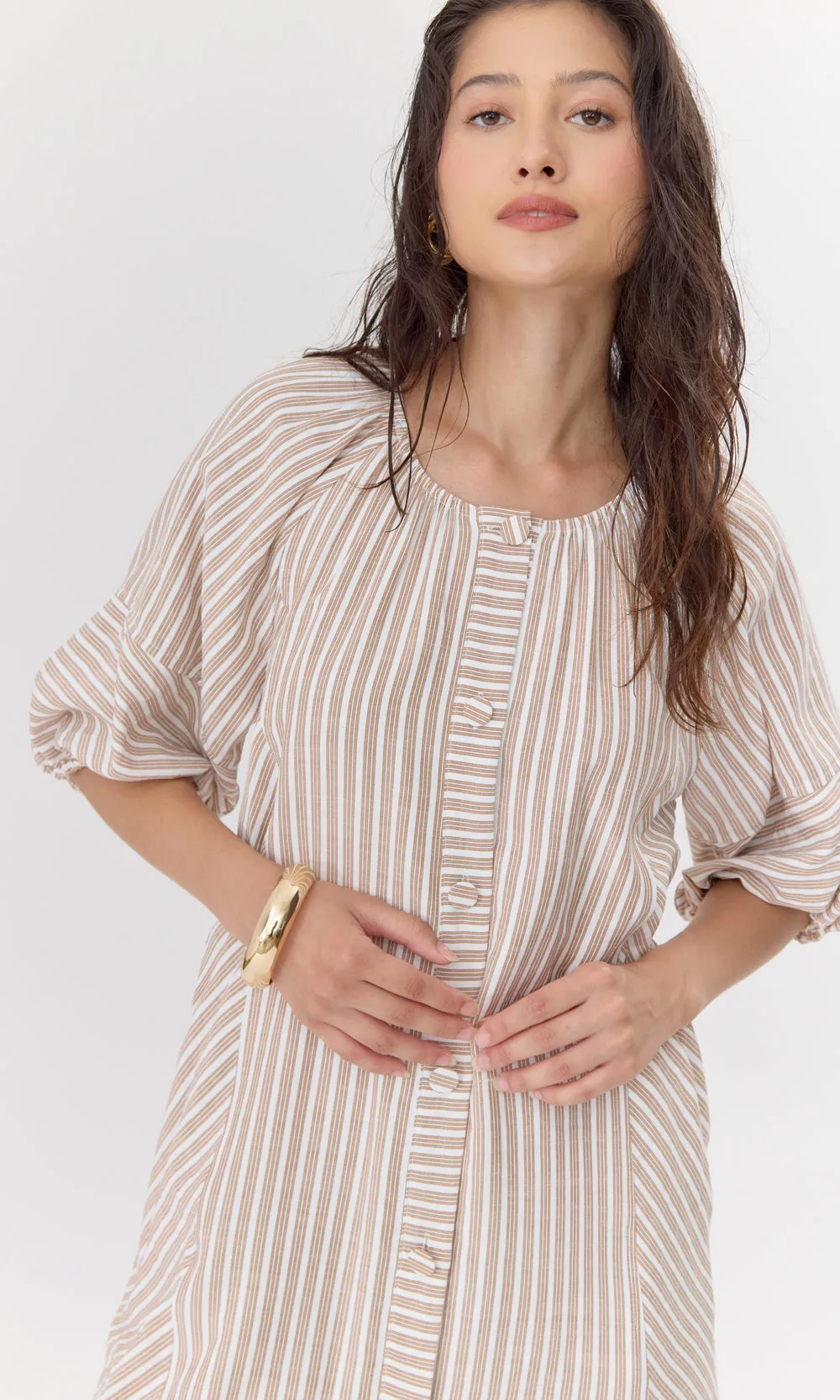 Classic Wear Kyra Stripe Button Front Mini Dress