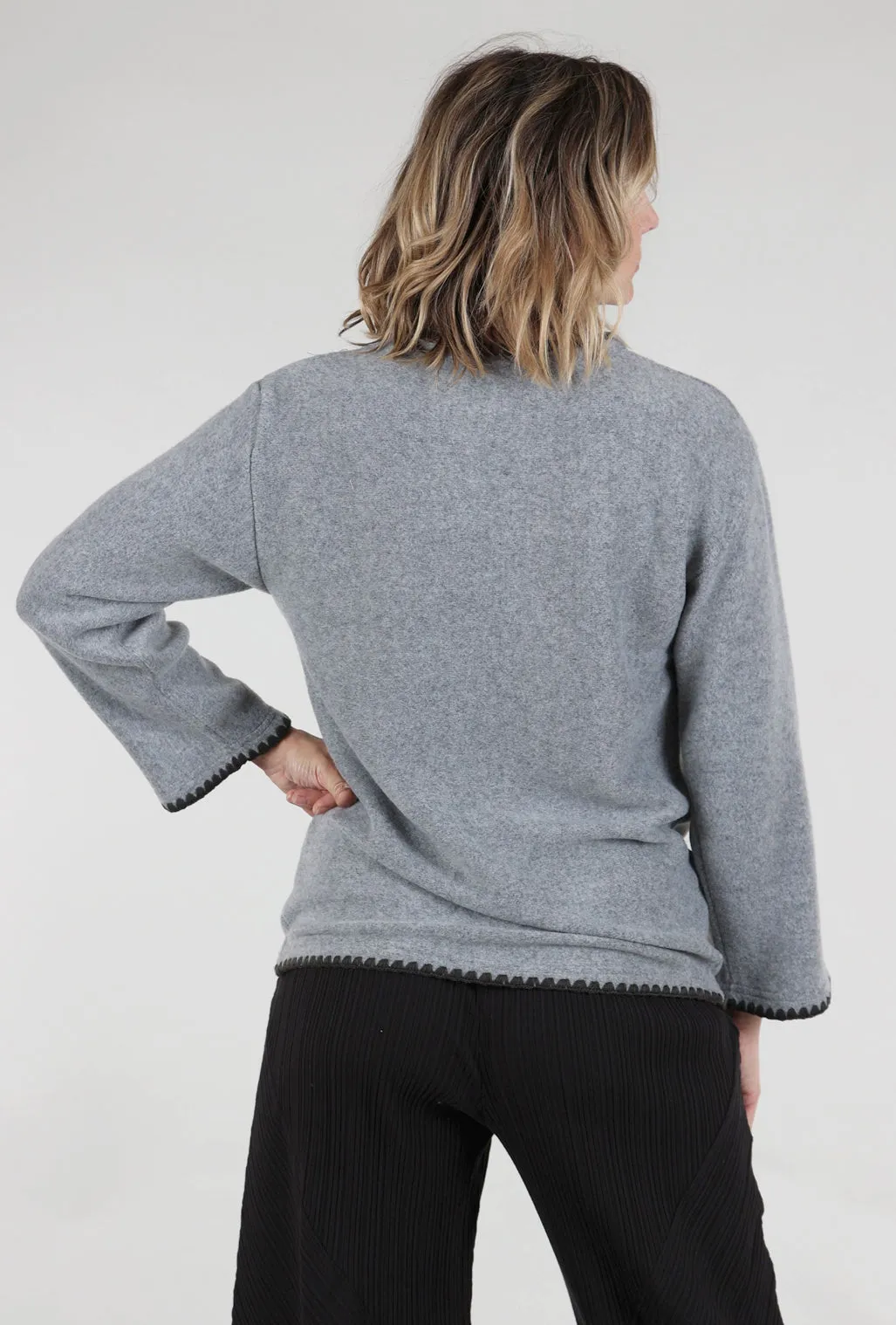 Classic Wear Rainbow Stitch Brushed Pullover, Gray