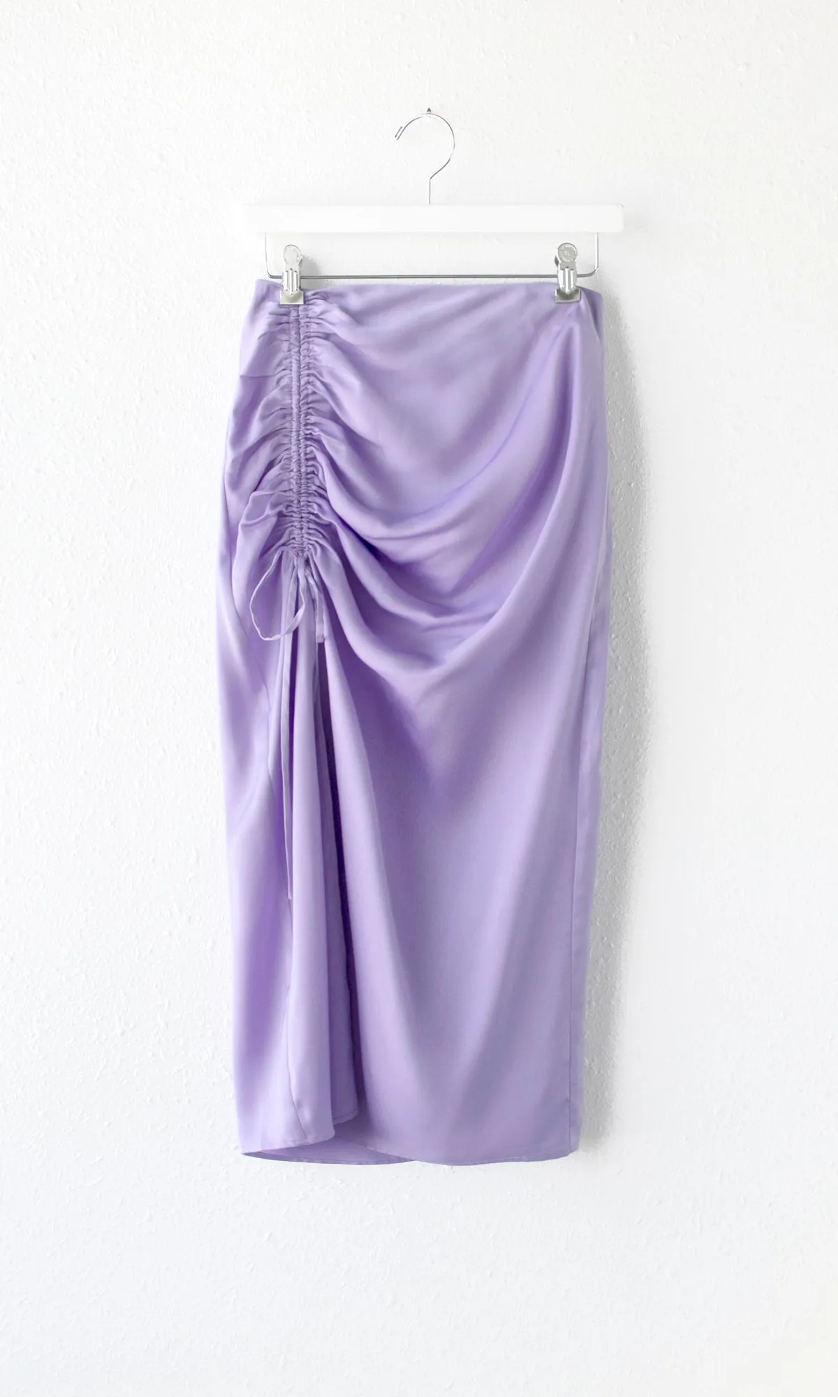 Claudia Satin Ruched Midi Skirt Versatile Wear