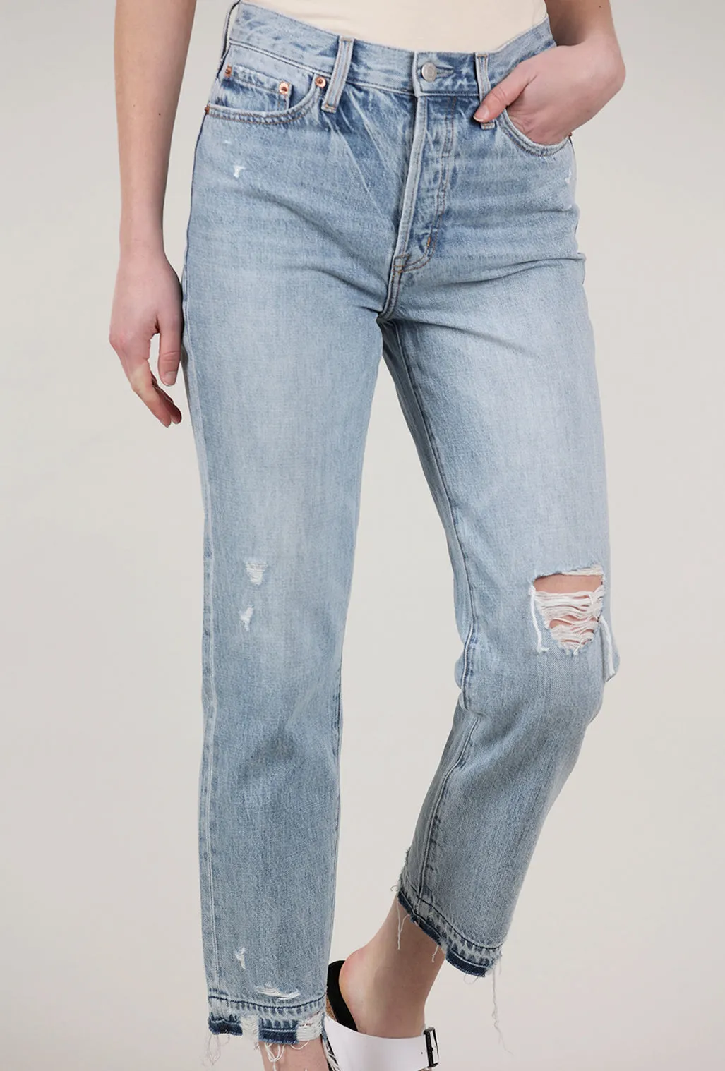 Clean Cut Charlie High-Rise Classic Straight, Distressed