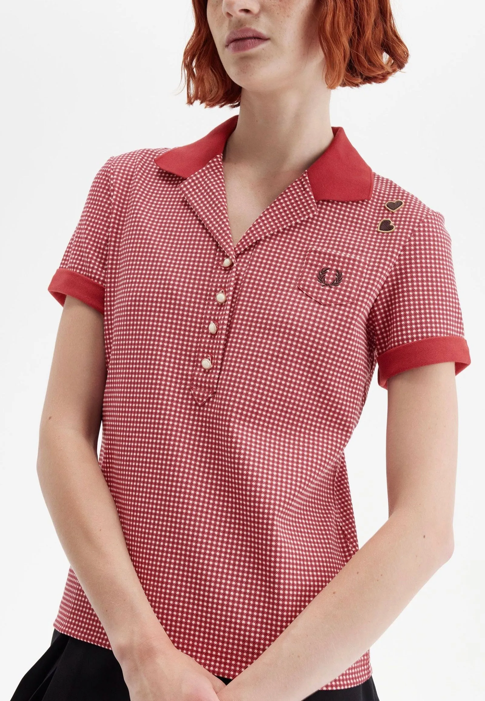 Clean Finish Fred Perry x Amy Winehouse - Gingham Print Burnt Red - Polo