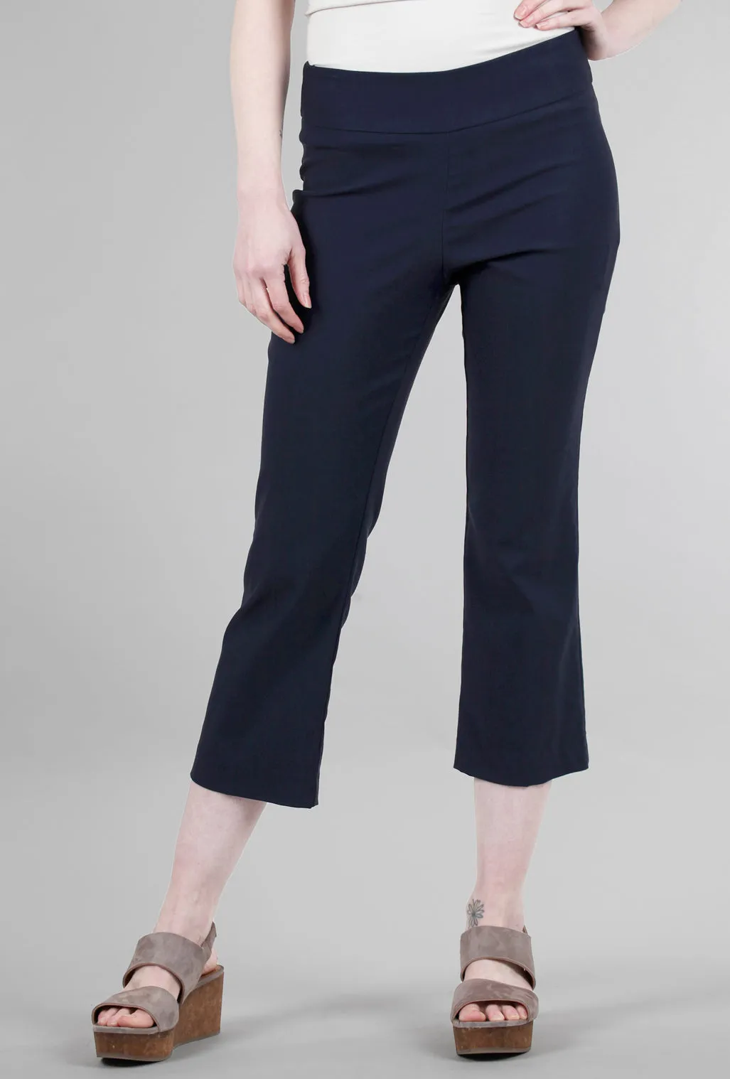 Stable Shape Ripped design Cropped Flare Pant, Navy