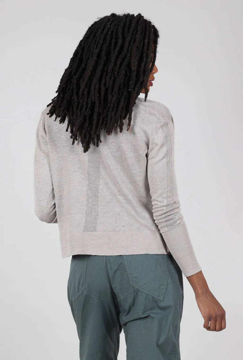 Clean Texture Linen Knit Open Cardie, Flax