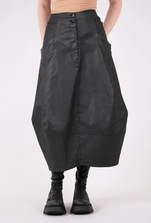 lace accents Coated Cotton Bell Skirt, Black