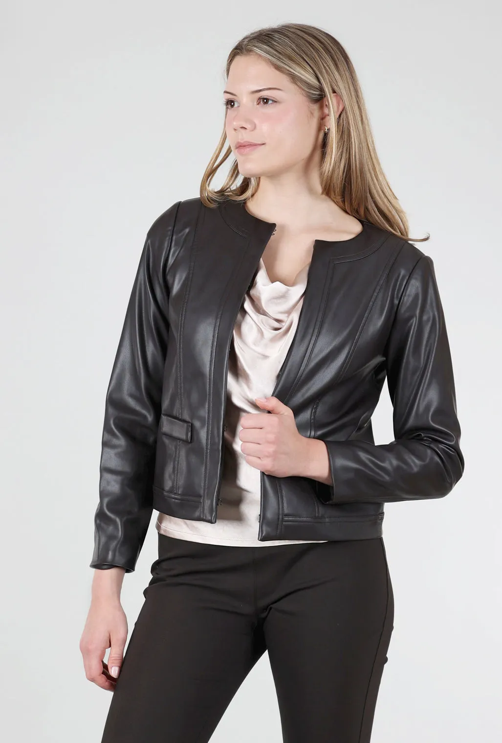 Coco Faux Leather Jacket, Brown Layer Up