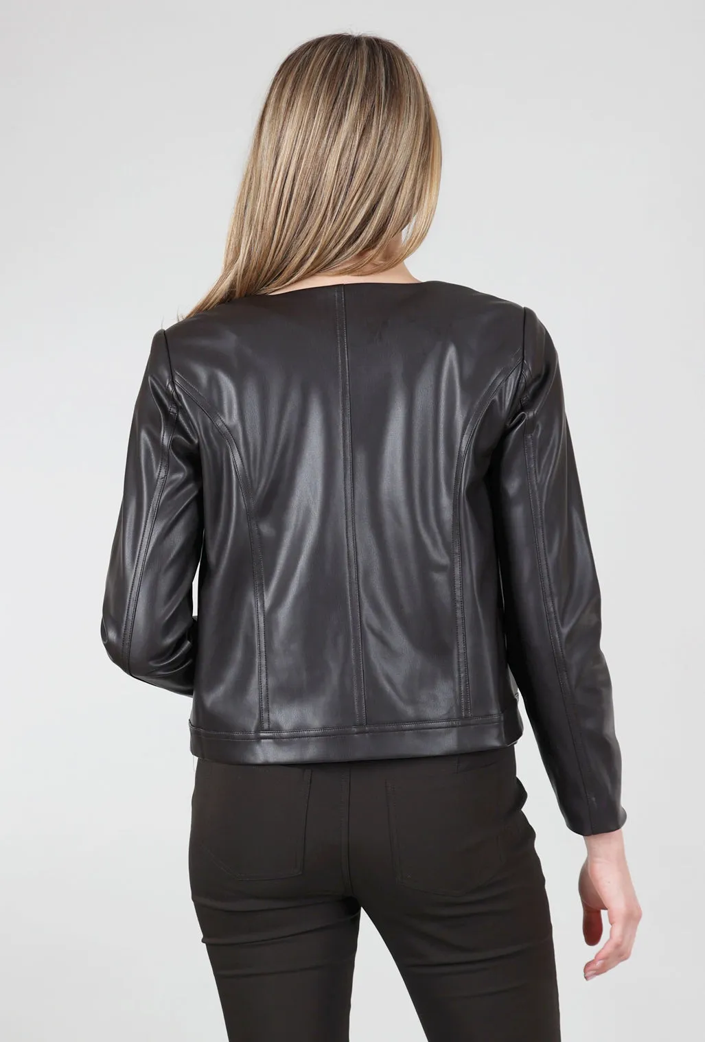 Coco Faux Leather Jacket, Brown Layer Up