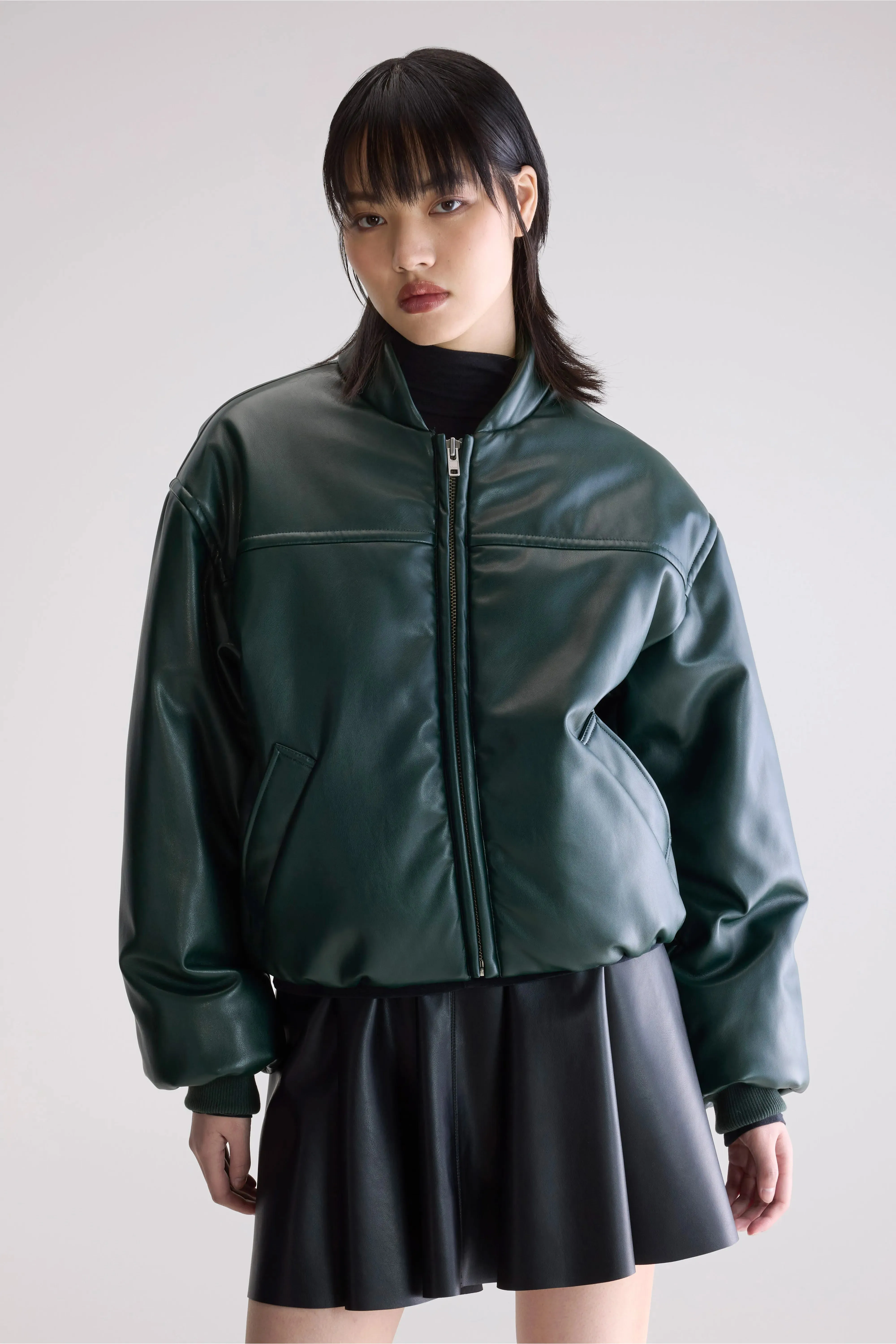 Cold Smart Style Jacko faux leather bomber jacket (252 / W / HUNTER)