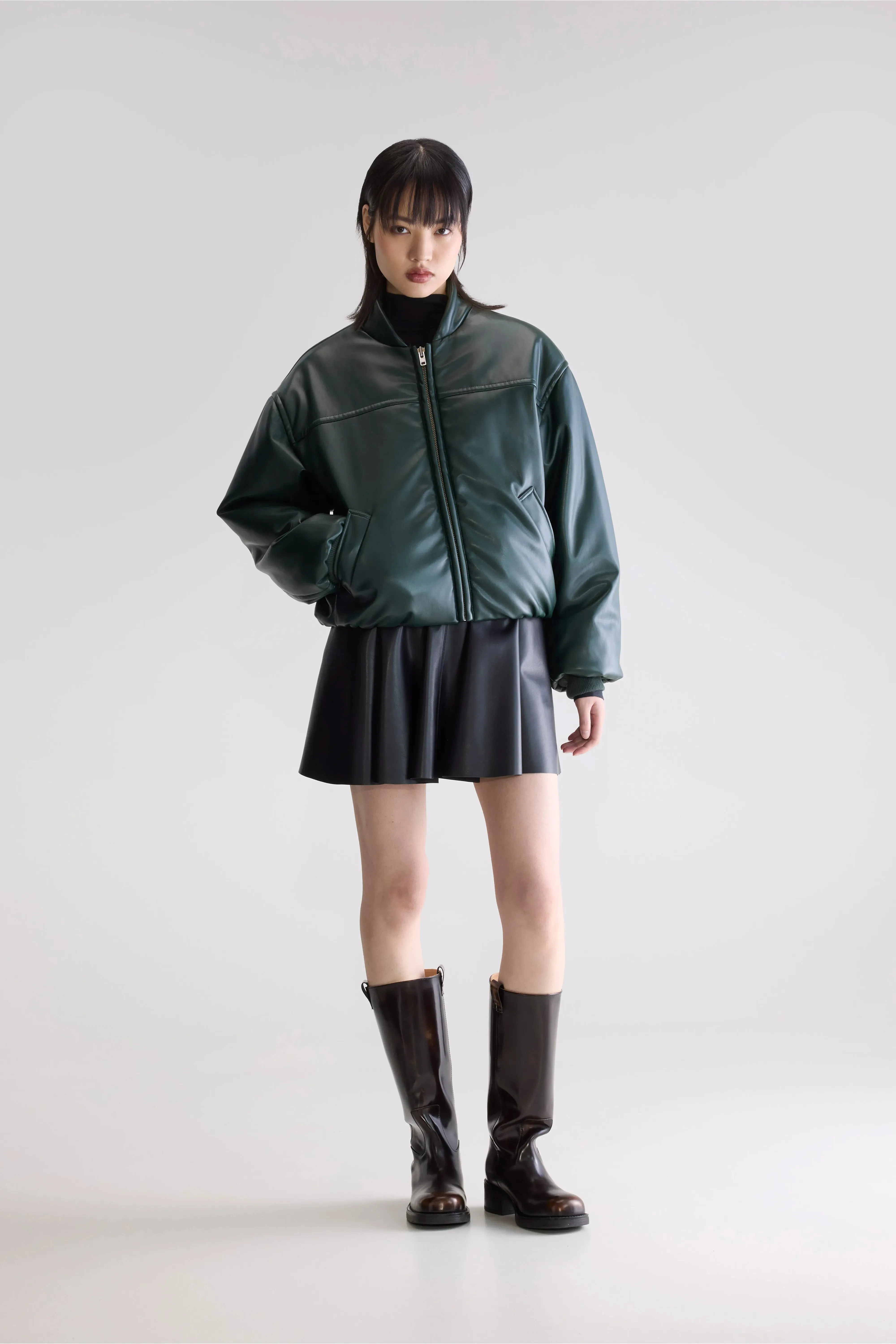 Cold Smart Style Jacko faux leather bomber jacket (252 / W / HUNTER)