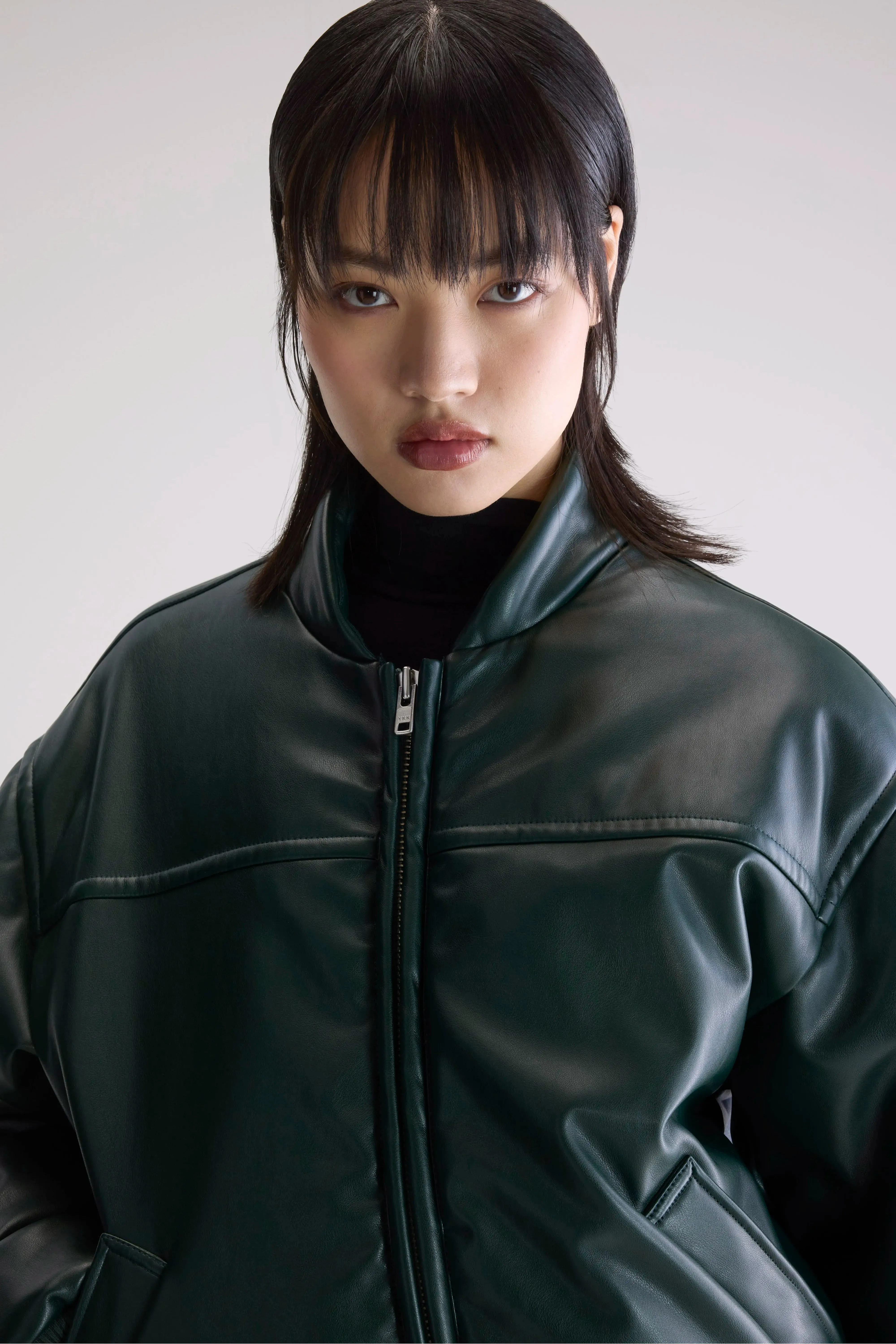 Cold Smart Style Jacko faux leather bomber jacket (252 / W / HUNTER)