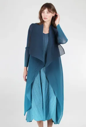Daily Wear Balanced Mood Collare Coat, Indigo to Aqua